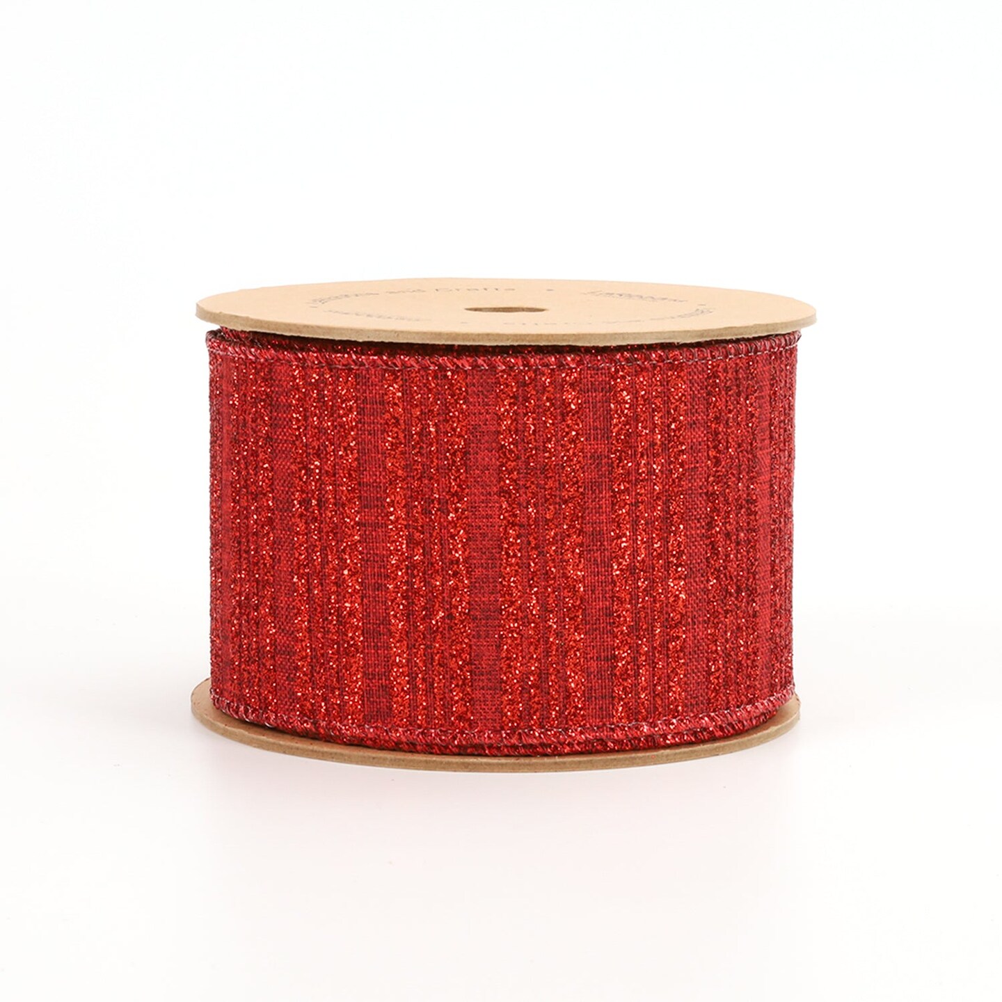 LaRibbons 2 1/2" Holiday Wired Ribbon | "Glitter Striped" Cranberry | 10 Yard Roll