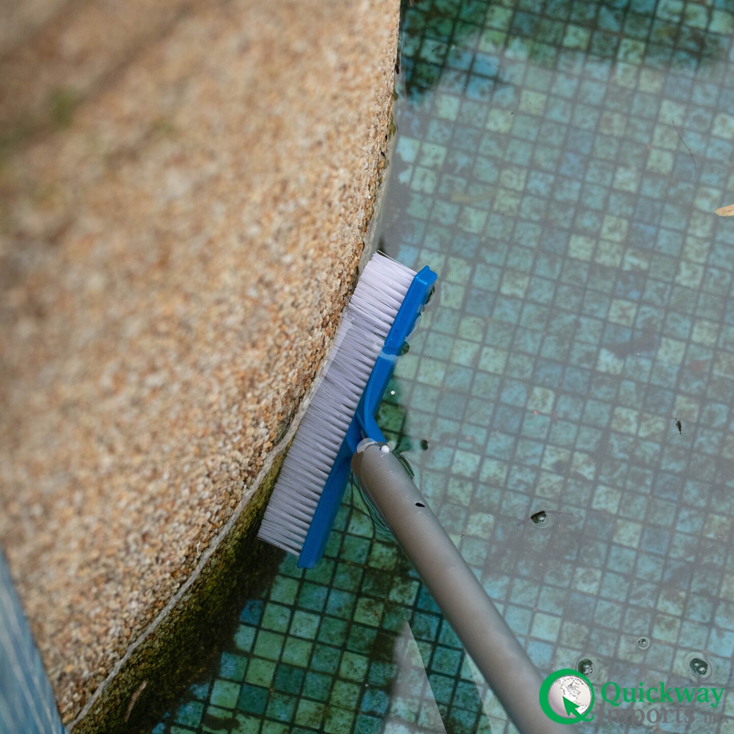 Quickway Imports 10-inch Poly Bristle Brush Head with Durable Nylon Bristles Designed to Clean Walls Floors Steps &#x26; Corners for Effective Above-Ground &#x26; Inground Swimming Pool Cleaning and Maintenance