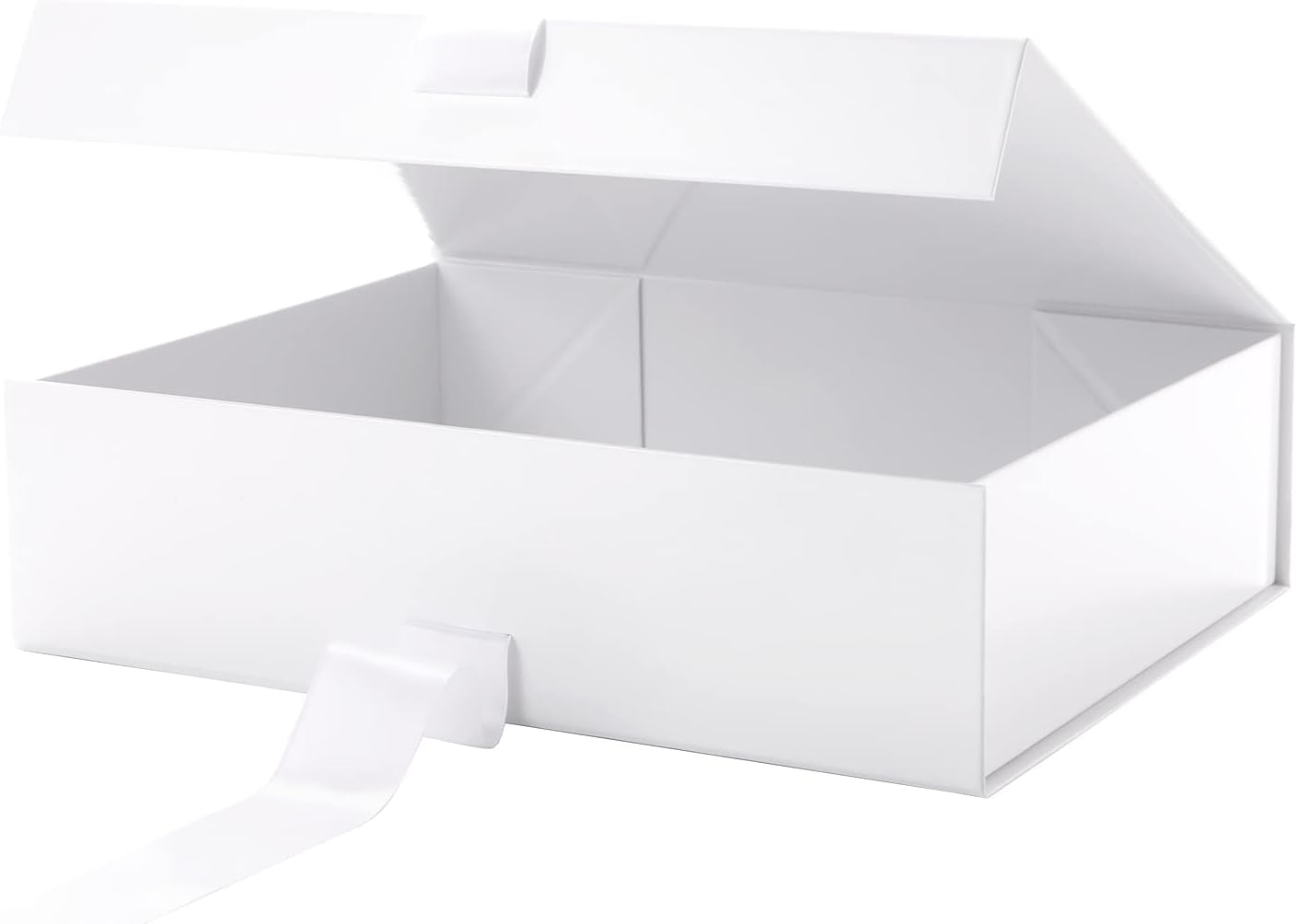 Large Gift Box with Lid for Presents, Mom Day White Magnetic Gift Box with Ribbon, Bridesmaid Proposal Box, Luxury Gifts Box (Glossy White)