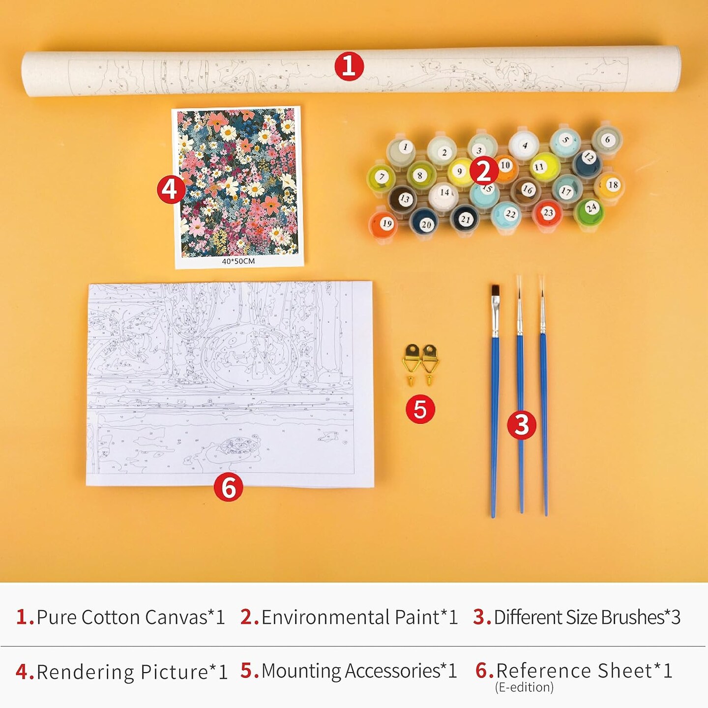 Paint by Number for Adults Flowers Adults&#x27; Paint-by-Number Kits Floral Acrylic Painting by Numbers with Brushes Paint Kits for Adults Kids Art Crafts for Home Walls