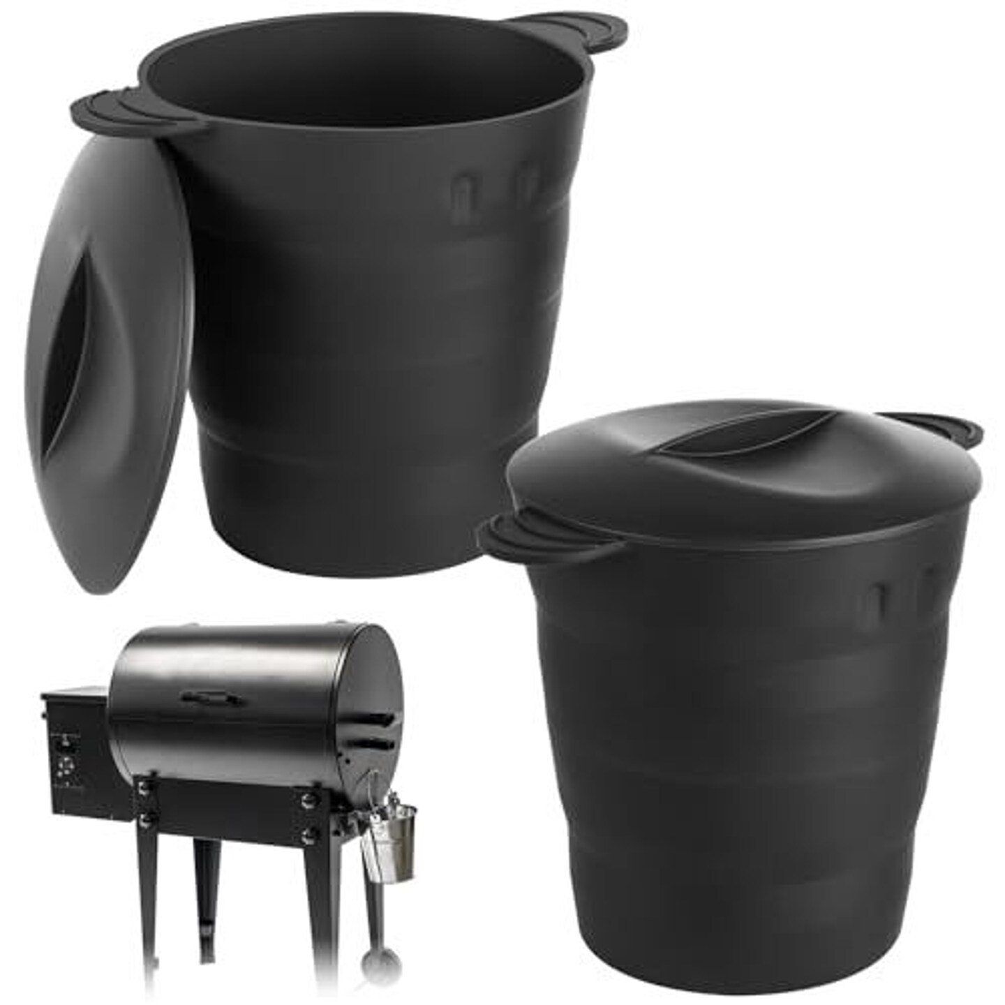 [2 Pack] Impresa Reusable Silicone Bucket Liner for Traeger Grease Bucket Liner - Impresa Smoker Grease Bucket Liner w/ Lids for Traeger Bucket for Grease, Impresa Liner for Traeger Drip Bucket Liner