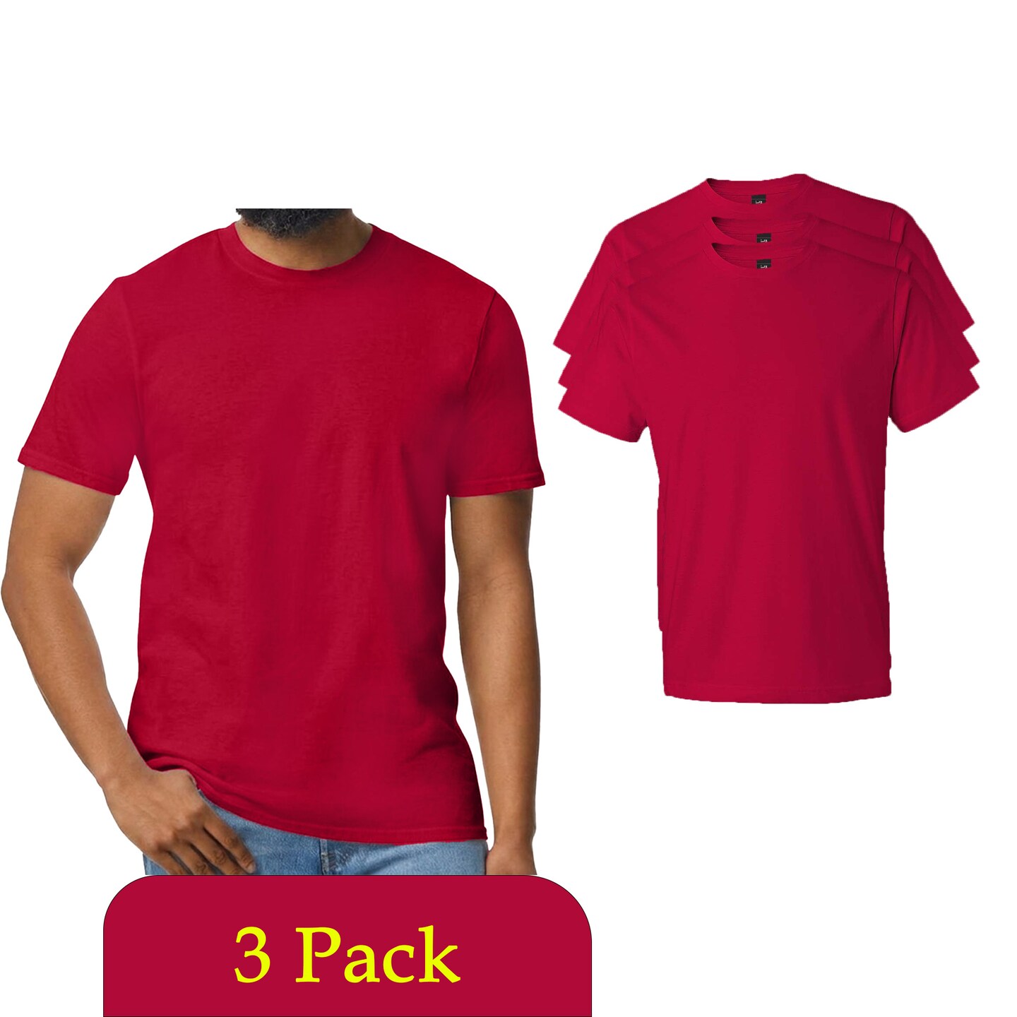 Gildan Men's Softstyle Lightweight T-Shirt, Adult DIY Crafting & Custom Printing Projects, True Red