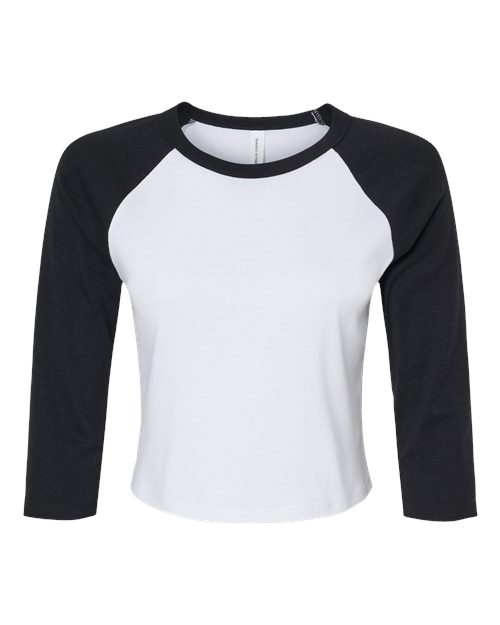 BELLA+CANVAS Micro Rib 3/4 Raglan Sleeve Baby Tee for Kids Casual Wear, Soft Cotton Blend Everyday Comfort Top