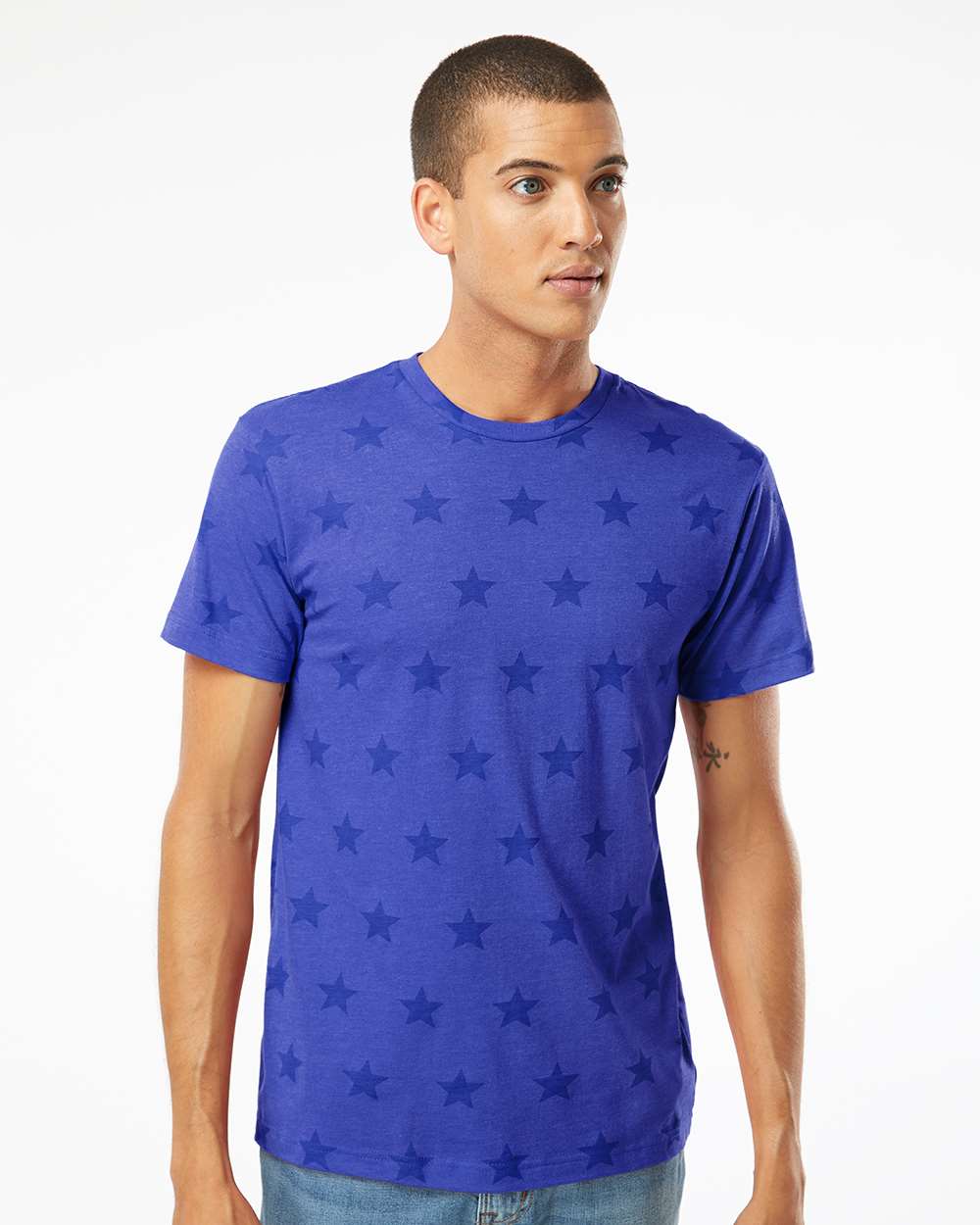 Men’s Star Print Crewneck T-Shirt for Casual, Street & Everyday Style Wear