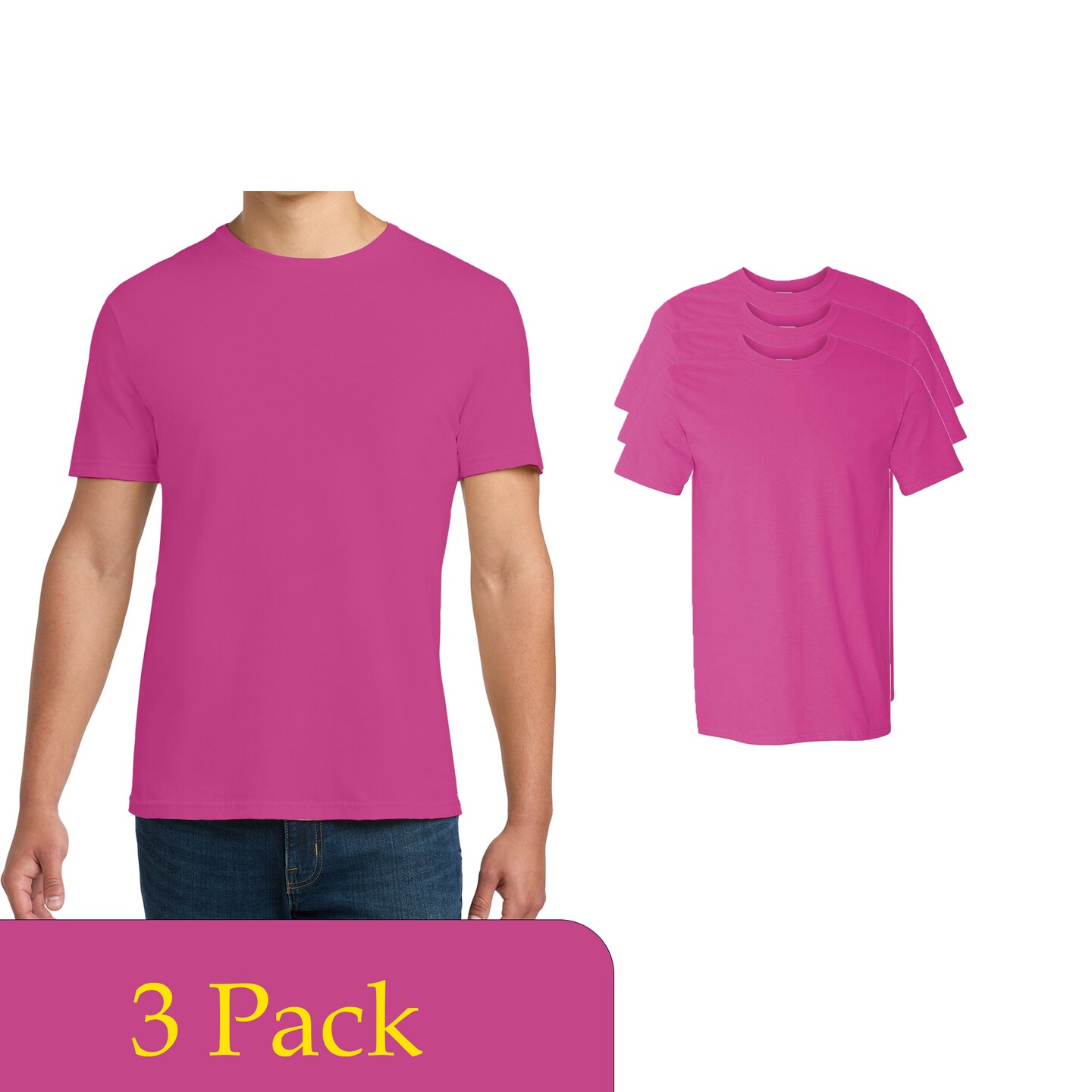 Gildan Unisex Softstyle Plain T-Shirt, Soft Cotton Solid Heliconia Tee Assorted Pack