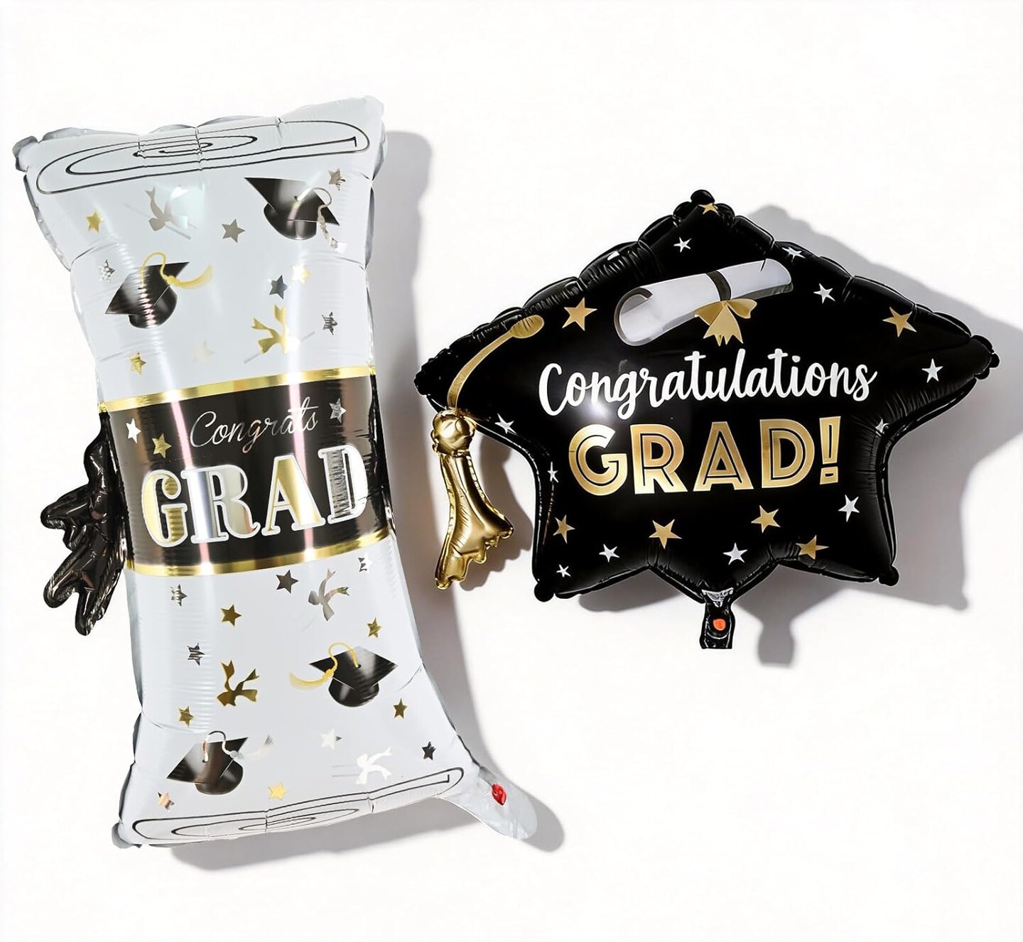 Graduation Party Balloons – Class of 2026 2-Piece Congrats Grad Foil Balloon Set with Cap & Diploma Designs for Graduation Ceremony Decorations
