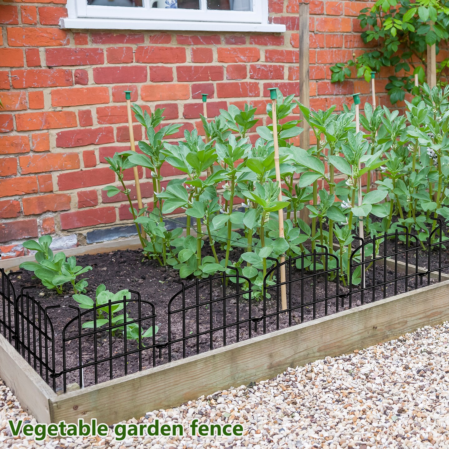 Animal Barrier Fence, 10-Pack 16.6" Tall Black Metal Garden Fence Panels for Dogs, Rabbits, and Plants