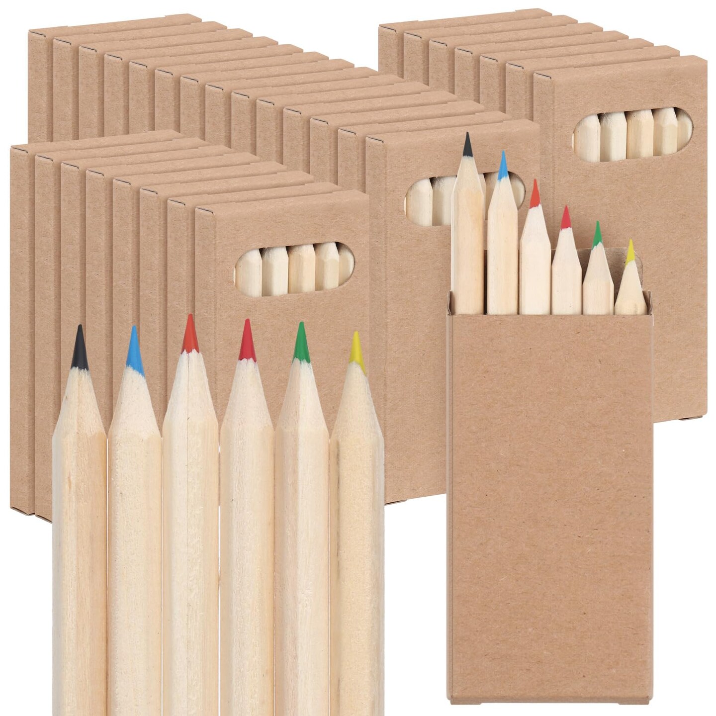 24 Packs Mini Colored Pencils Bulk 3.5'' Coloring Drawing Pencil in Boxes End of Year Gift for Students Kids Adult Classroom Exchange Gift School Painting Birthday Party Favor, 6 Per Pack