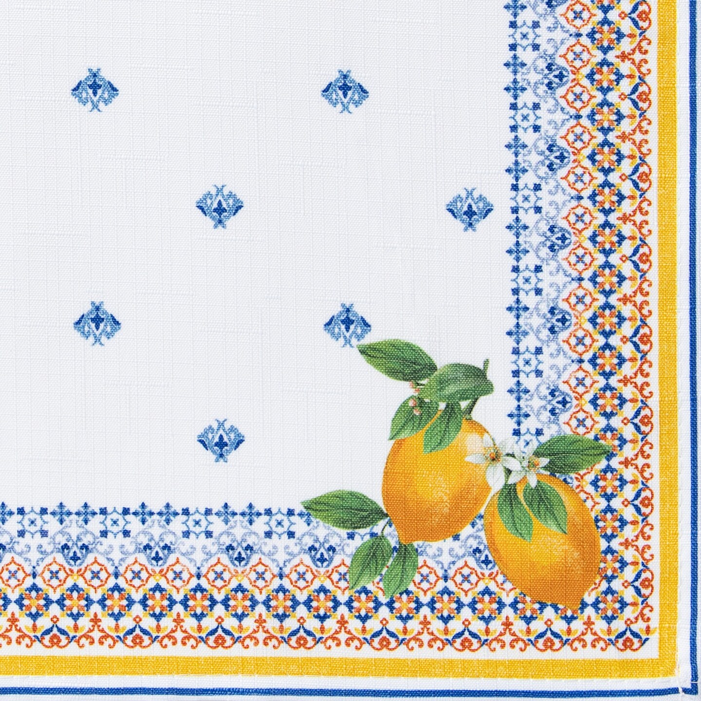 Threadmade Home Capri Lemon Double Border Tablecloth, Multicolor - 60"W x 120"L