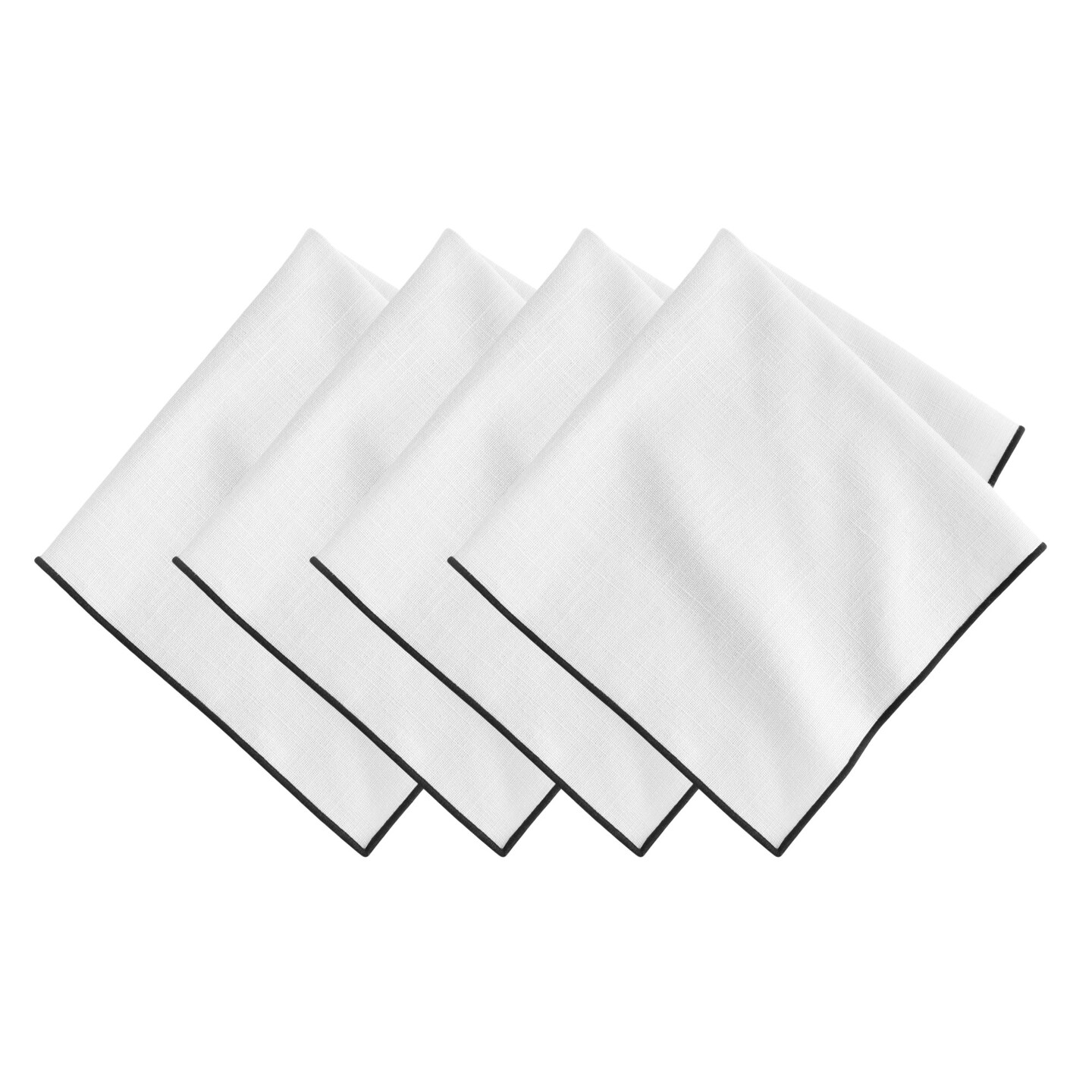 Villeroy & Boch Manufacture Rock Merrow Stitch Cotton Napkin, Set of 4, White - 21"W x 21"L