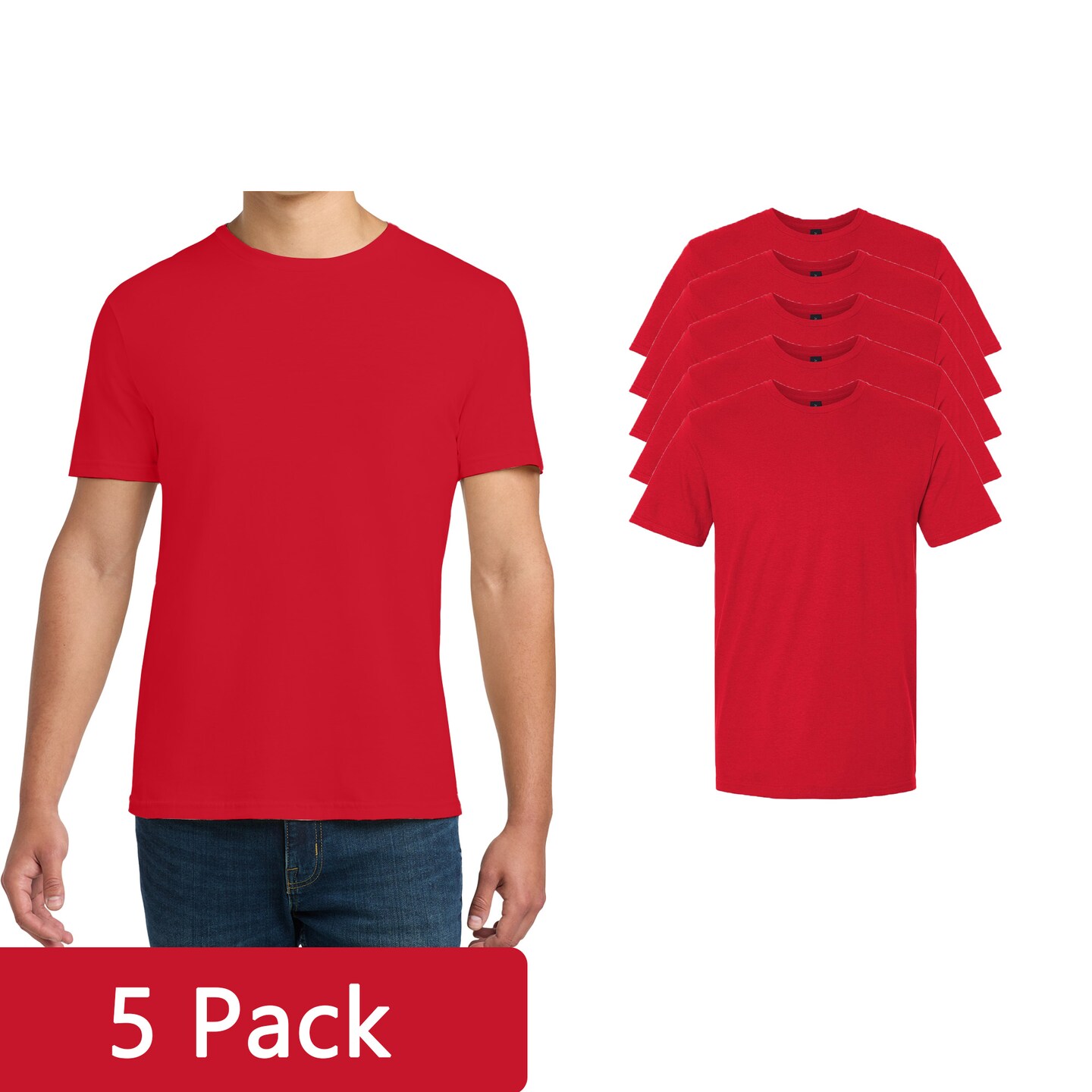 Gildan Men's Softstyle Cotton T-Shirt, Adult Short Sleeve Blank for Screen Printing, Red, 3–15 Pack
