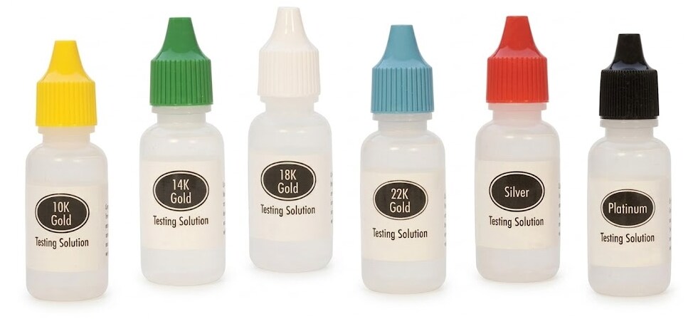 6-Piece Testing Acid Solution Set for Gold, Platinum, & Silver