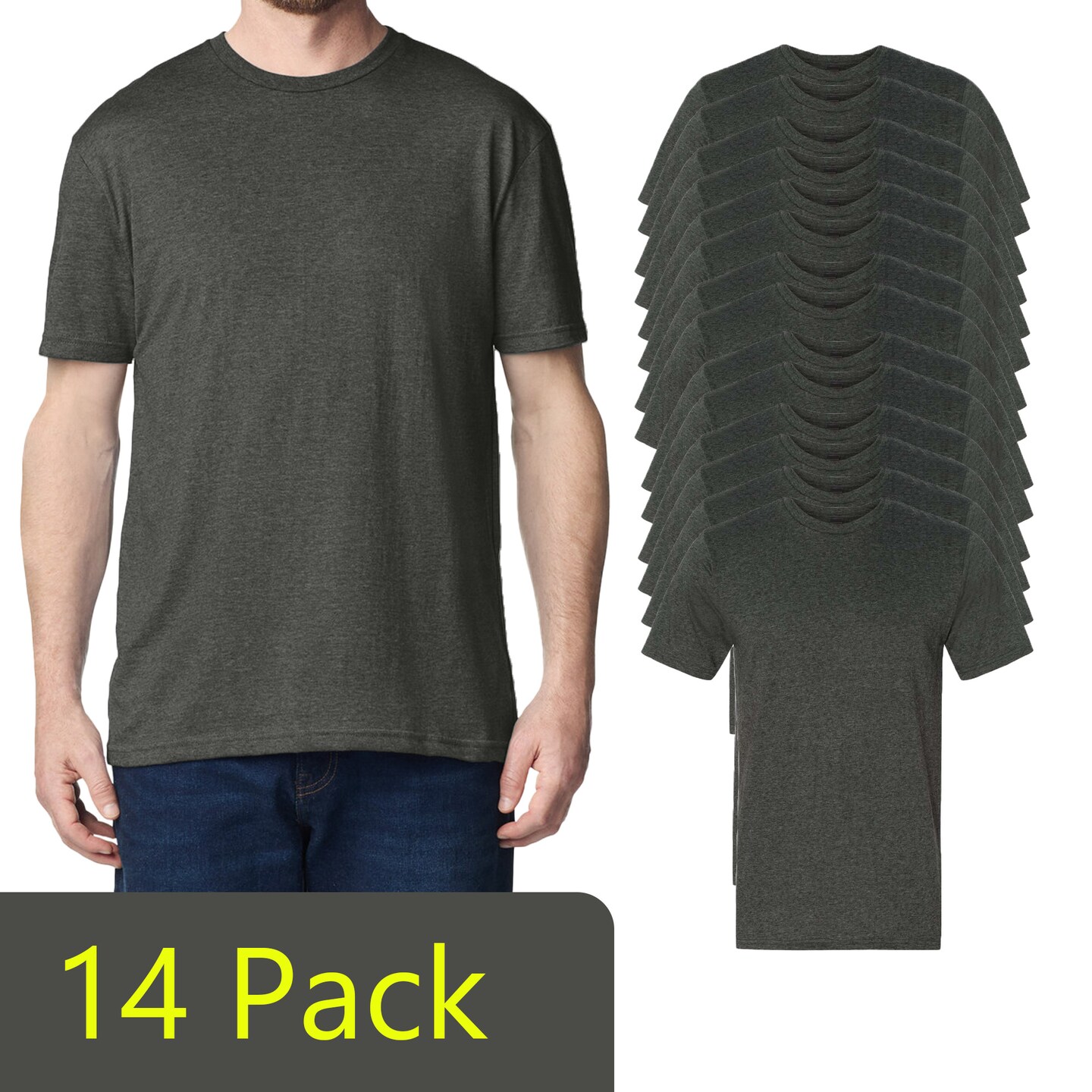 Gildan Unisex Softstyle Lightweight Short Sleeve T-Shirt, Heather Dark Grey Crewneck Tee