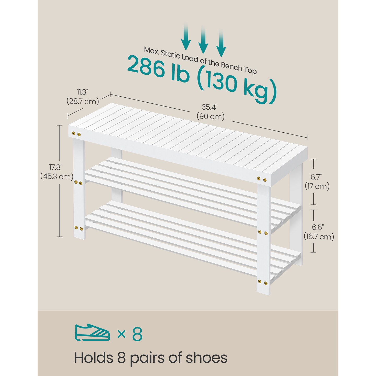Shoe Storage Bench Wicker Entryway Bench with 2 Shelves Shoe Rack Seat