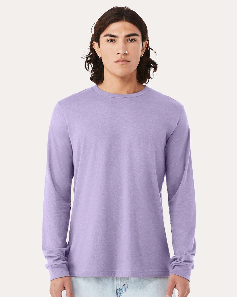 BELLA + CANVA Heather CVC Long Sleeve Crewneck T-Shirt for Layering Style & Custom Print Essential Tee