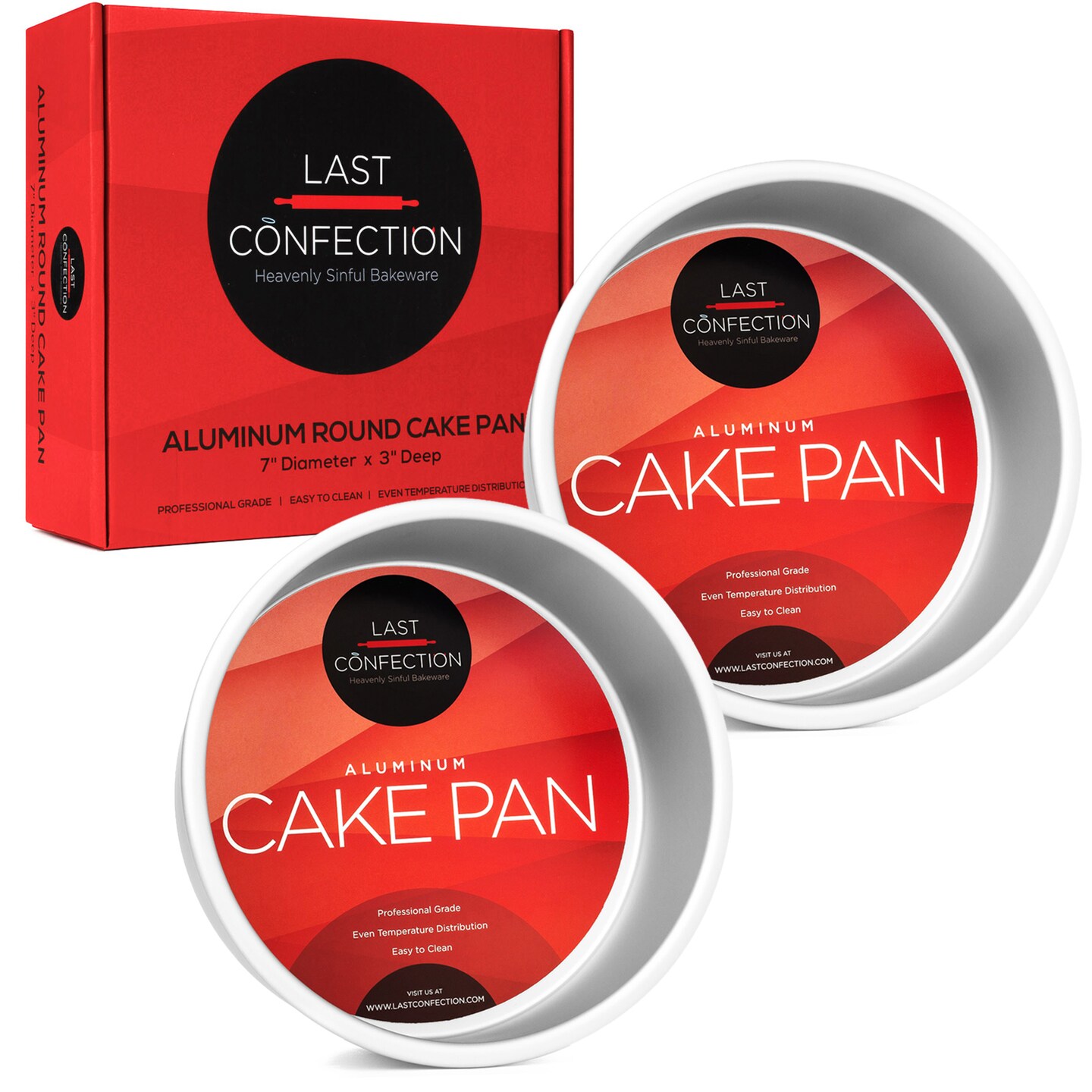 Last Confection Round Cake Pan Set, Anodized Aluminum Baking Pan Tins for Layer Cakes and Molds