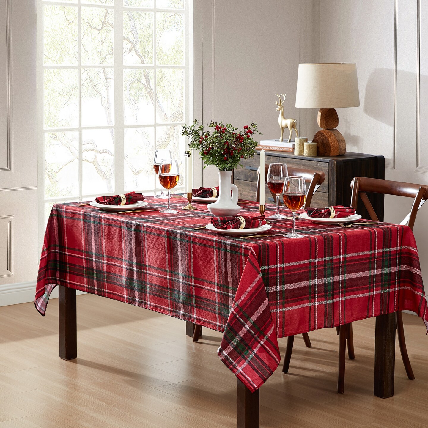 Threadmade Home Pocono Plaid Holiday Fabric Tablecloth, Holiday - 60"W x 84"L