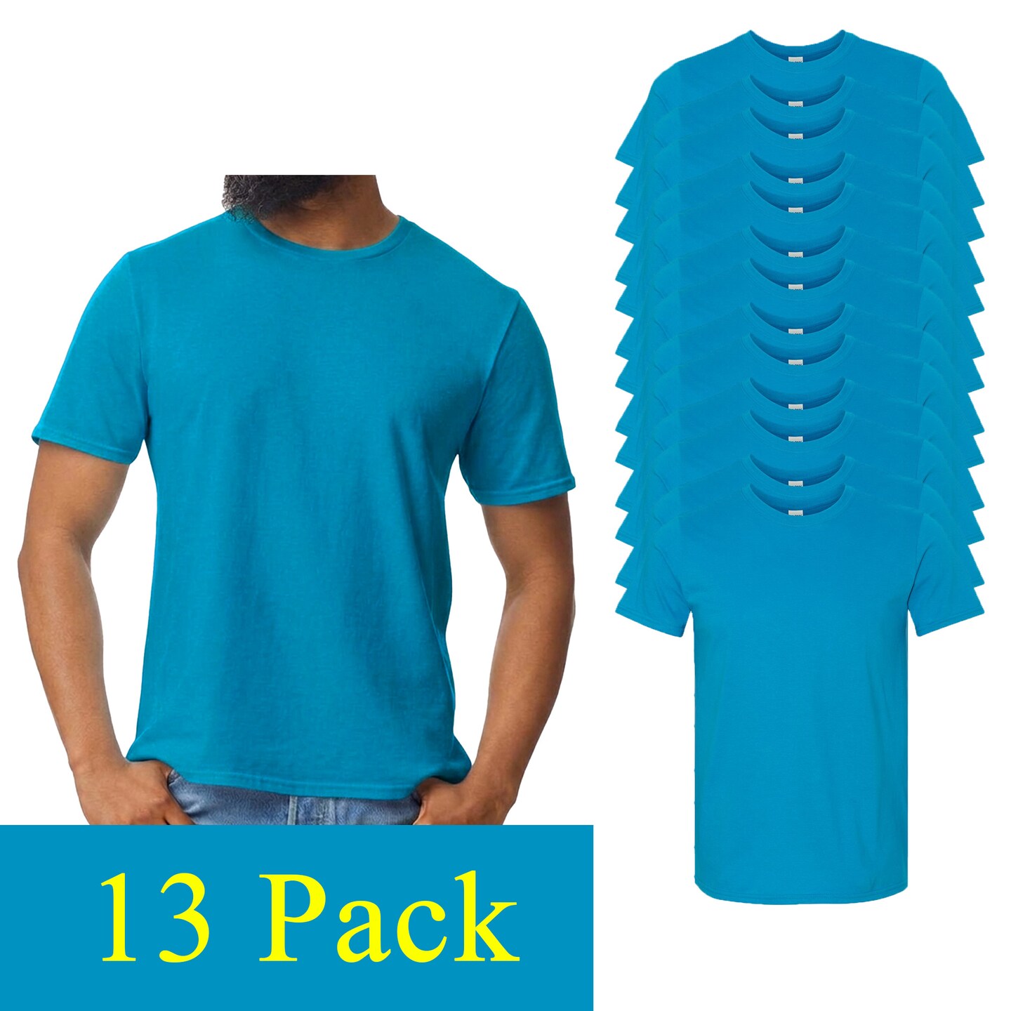 Gildan Softstyle Short Sleeve T-Shirt, Sapphire Color Men's Blank Tee for Custom Printing & Design