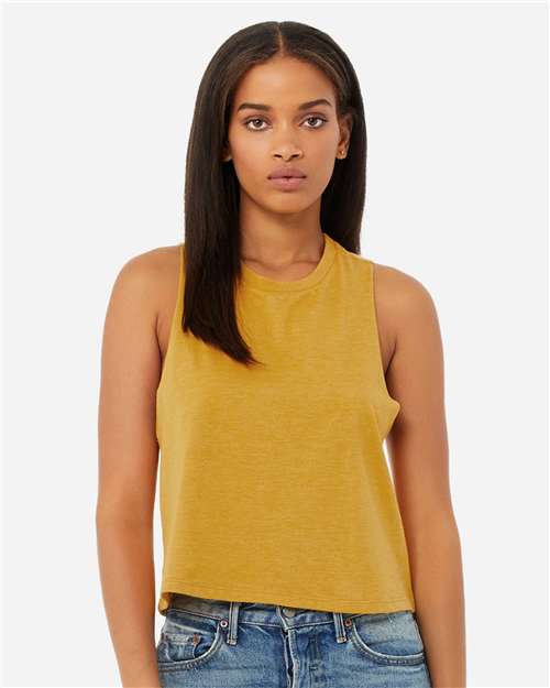 BELLA+CANVAS Ladies Racerback Cropped Tank for Workout, Casual Wear & Streetwear Lightweight Athletic Top