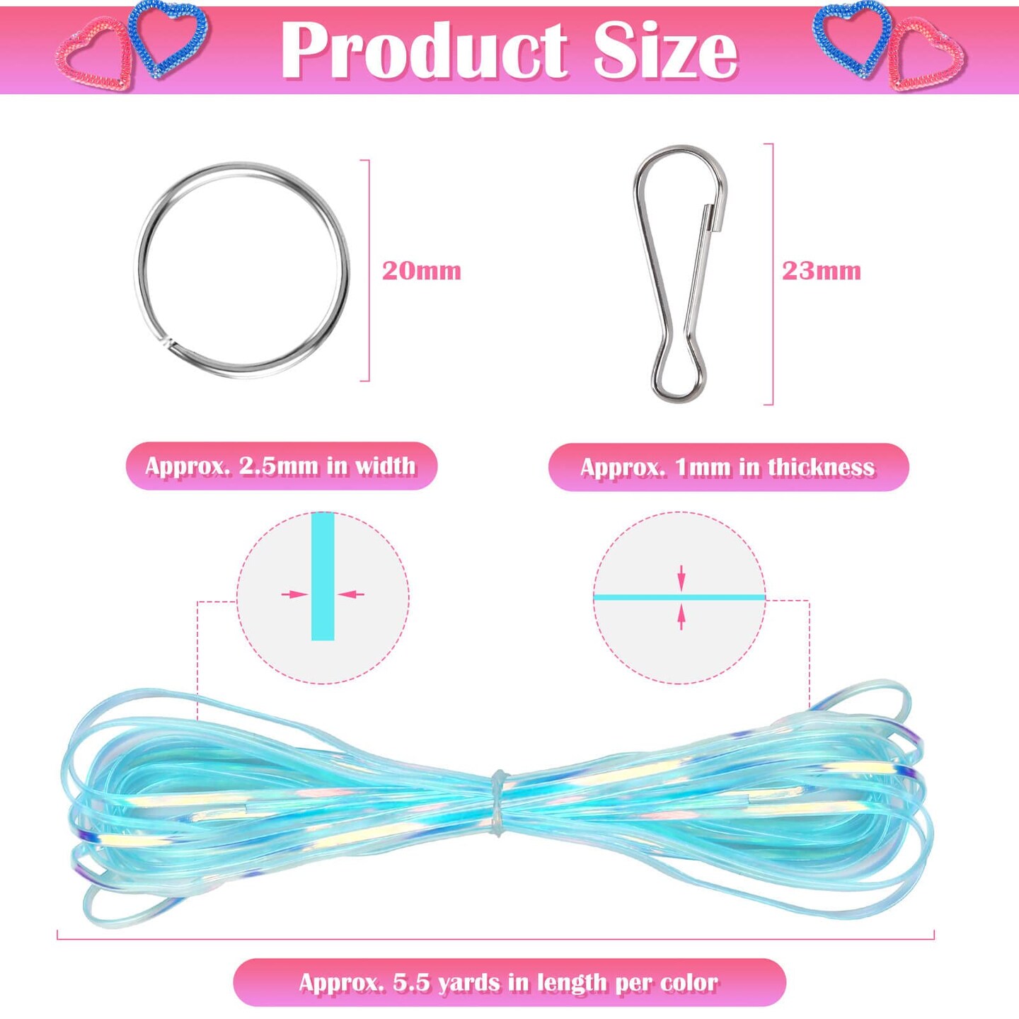 Lanyard String Kit, Cridoz 25 Bundles Gimp String Plastic Lacing Cord with 20pcs Snap Clip Hooks and Keyrings for Boondoggle Crafts, Bracelets and Lanyard Weaving (Laser & Glow in Dark)