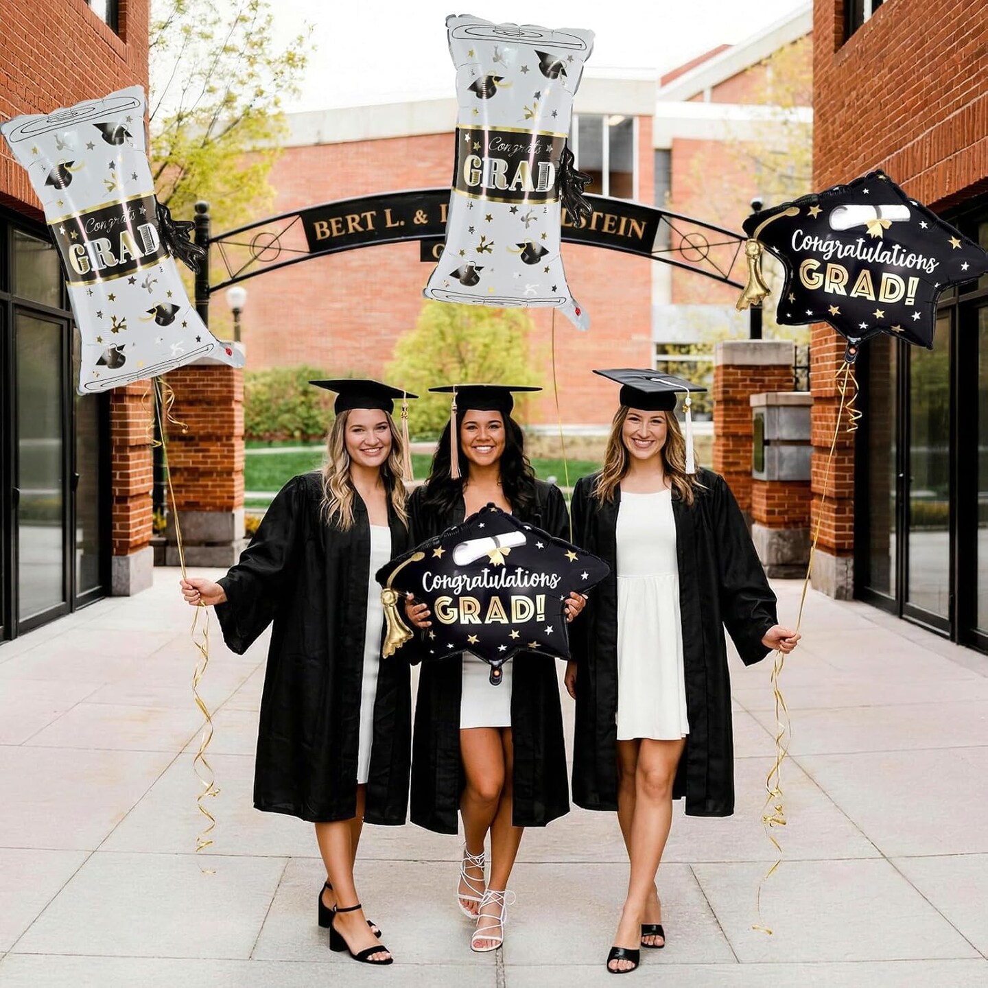 Graduation Party Balloons – Class of 2026 2-Piece Congrats Grad Foil Balloon Set with Cap & Diploma Designs for Graduation Ceremony Decorations