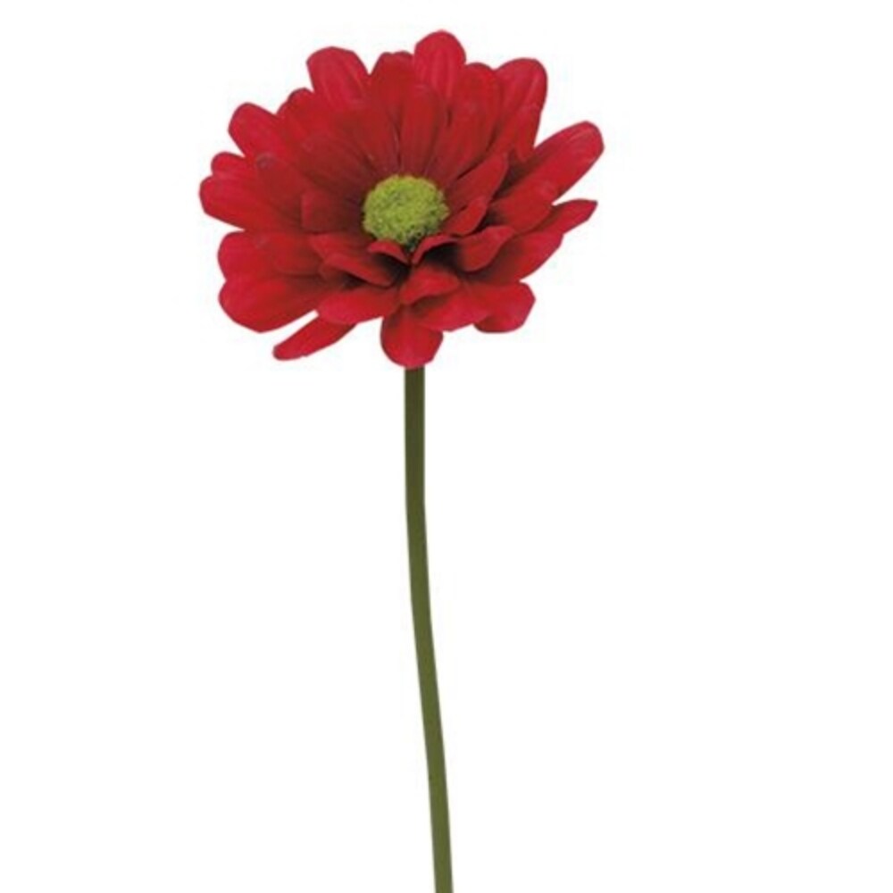 Red Foam Zinnia Stem Artificial Flower 10 Inch Decorative Stem - Set of 3