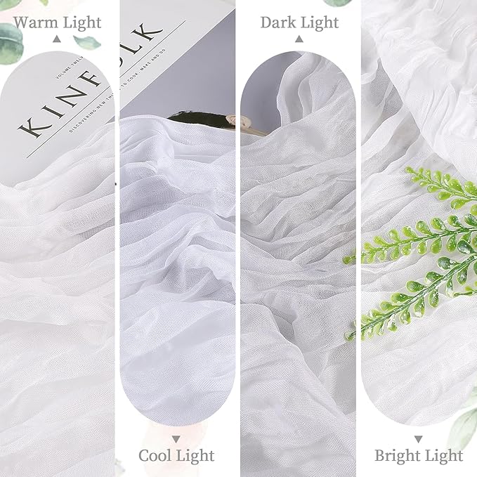 6 Pack White Cheesecloth Table Runner 10FT Long Easter Spring Boho Gauze Table Runner Rustic Sheer Runner for Spring Wedding Bridal Baby Shower Birthday Party Table Decor Easter Decorations