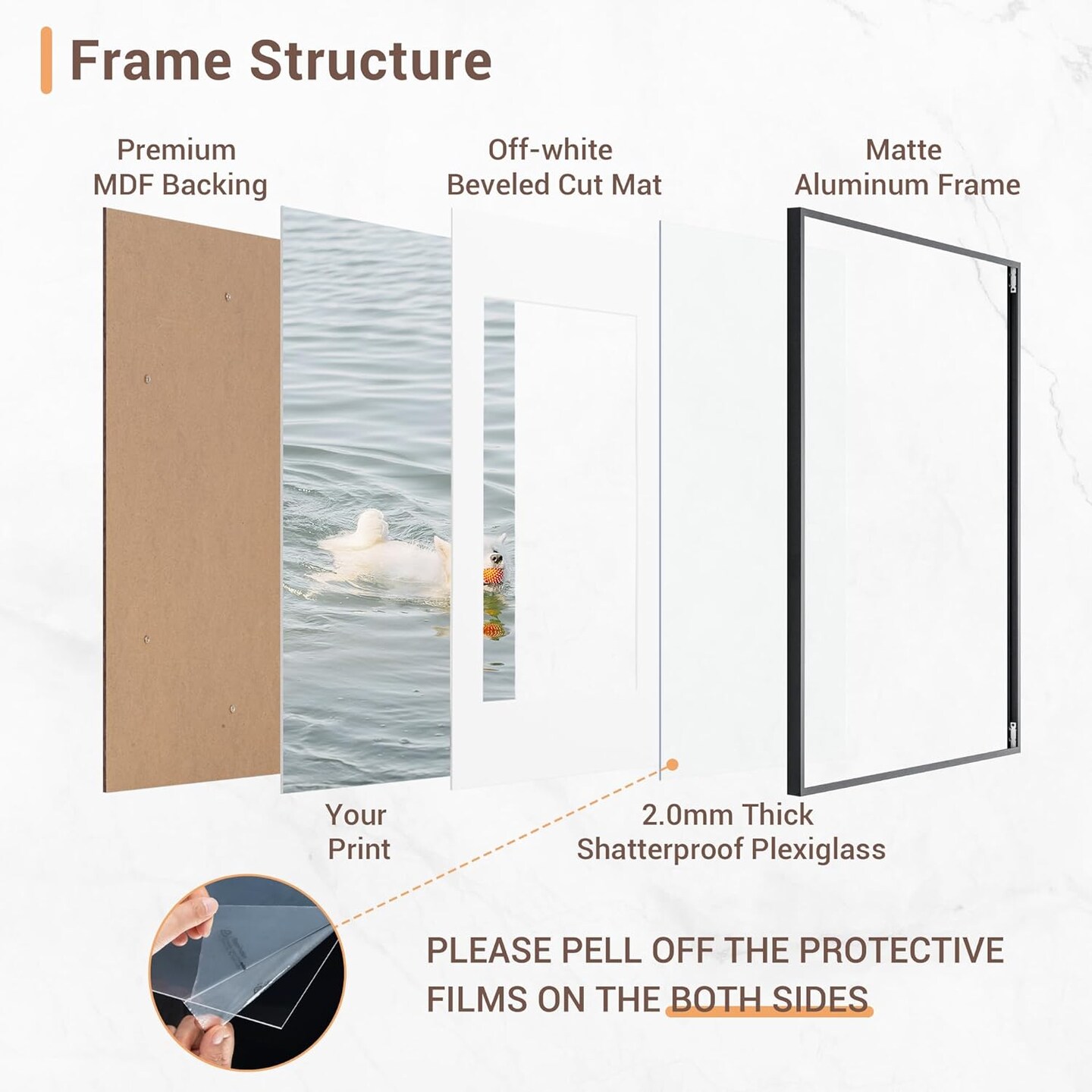 5x7 Black Aluminum Photo Frame with 4x6 Removable Mat – Wall & Tabletop Display, Acrylic Plexiglass, Hanging Hardware Included, Archival Quality