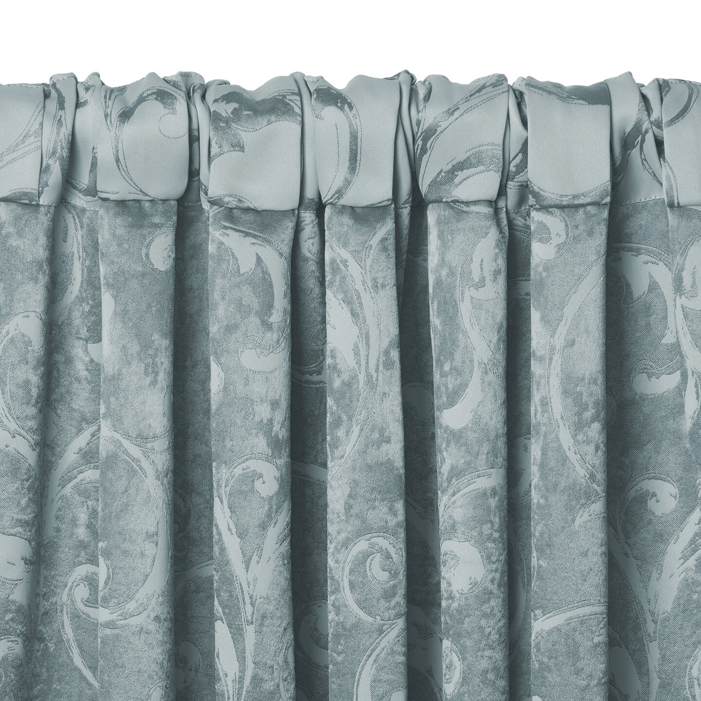 Threadmade Home Mia Jacquard Scroll Blackout Window Curtain, Blue - 52"W x 95"L