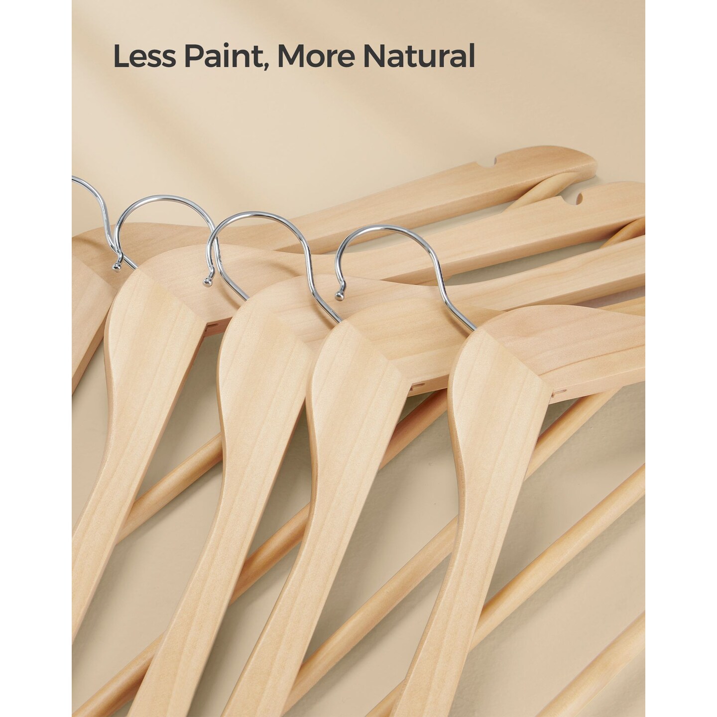 Wooden Coat Hangers Maple Wood Non Slip Clothes Hangers Heavy Duty Natural Beige