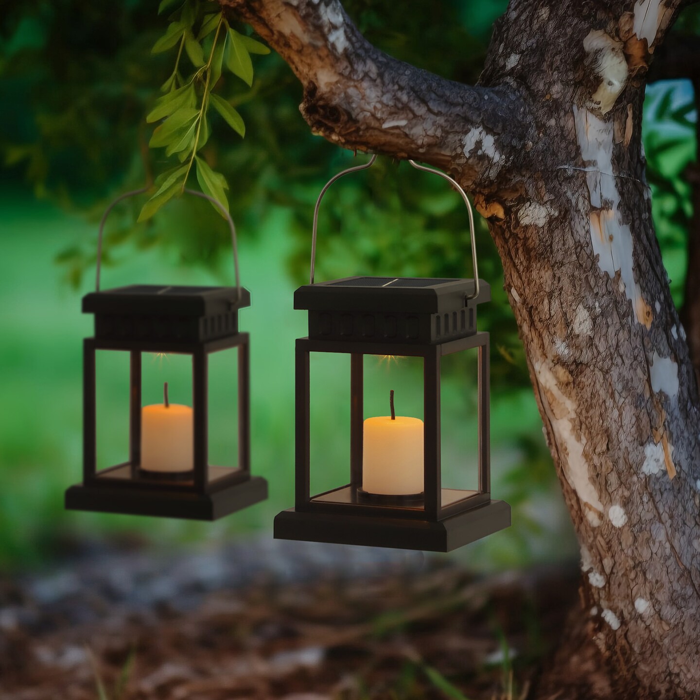 Outdoor Solar Candle Lanterns, Waterproof Hanging LED Lights for Yard and Pathway Decor
