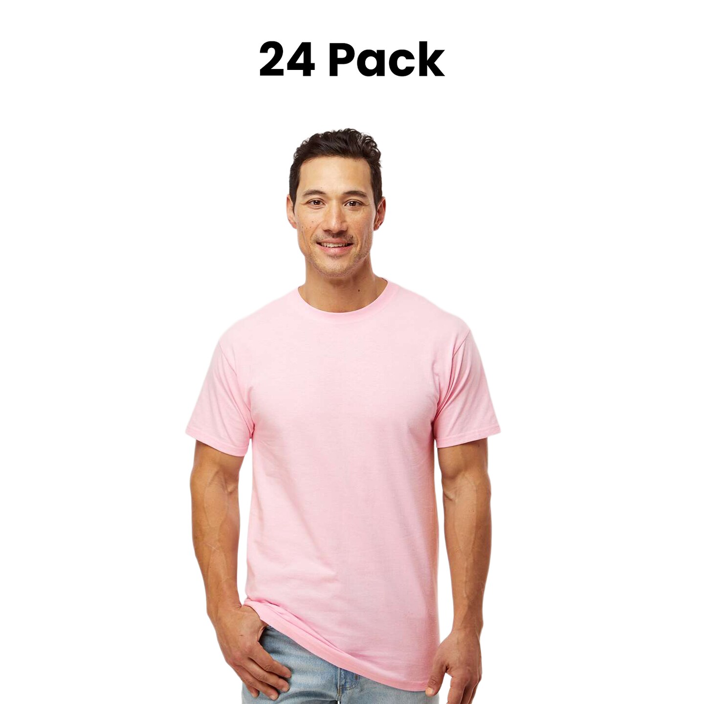 24 Pack : M&O Men’s Gold Soft Touch USA Cotton Jersey Crewneck T Shirt For Easy Customization