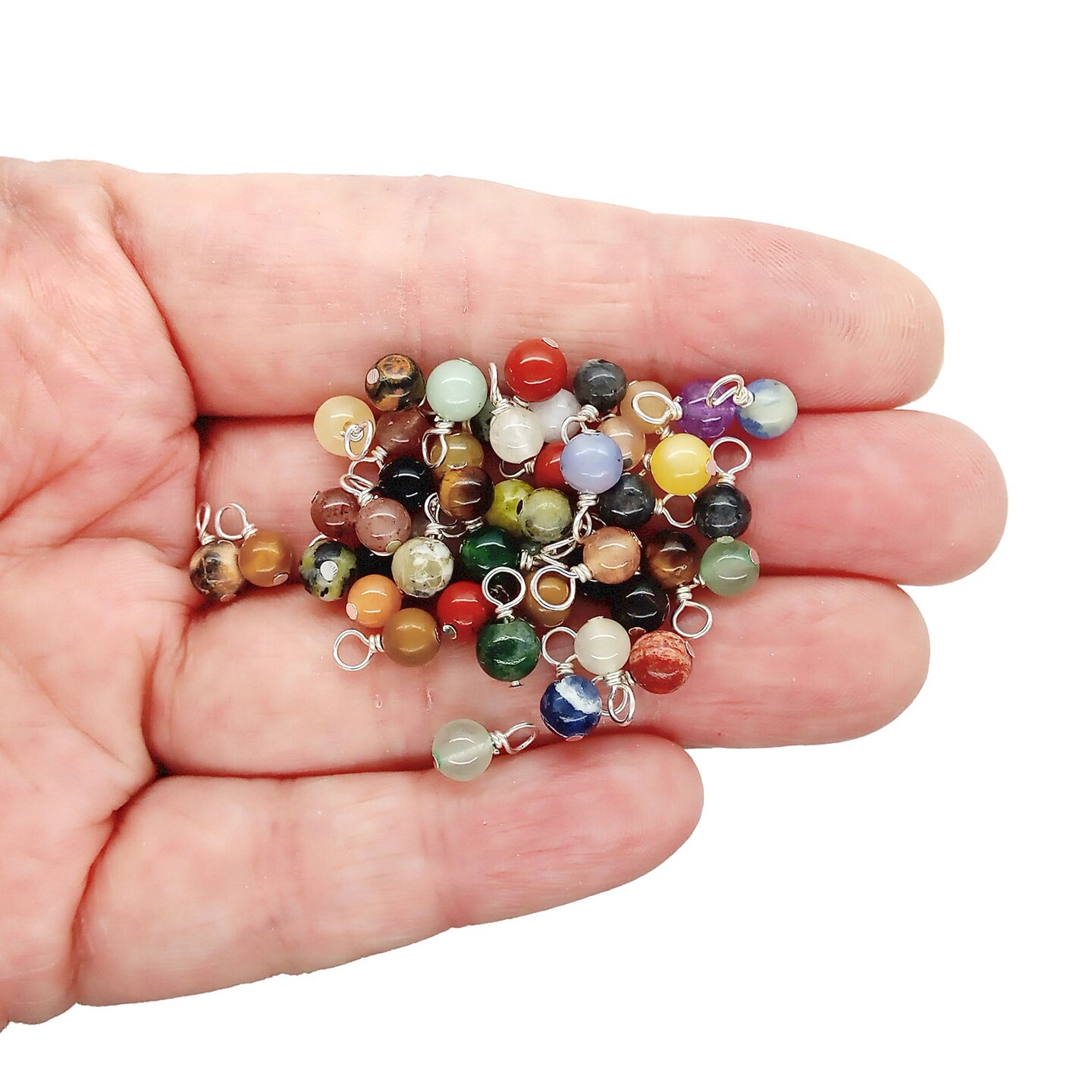 Tiny Gemstone Dangle Charms, 20 pcs, 4mm Bead Mix, Adorabilities
