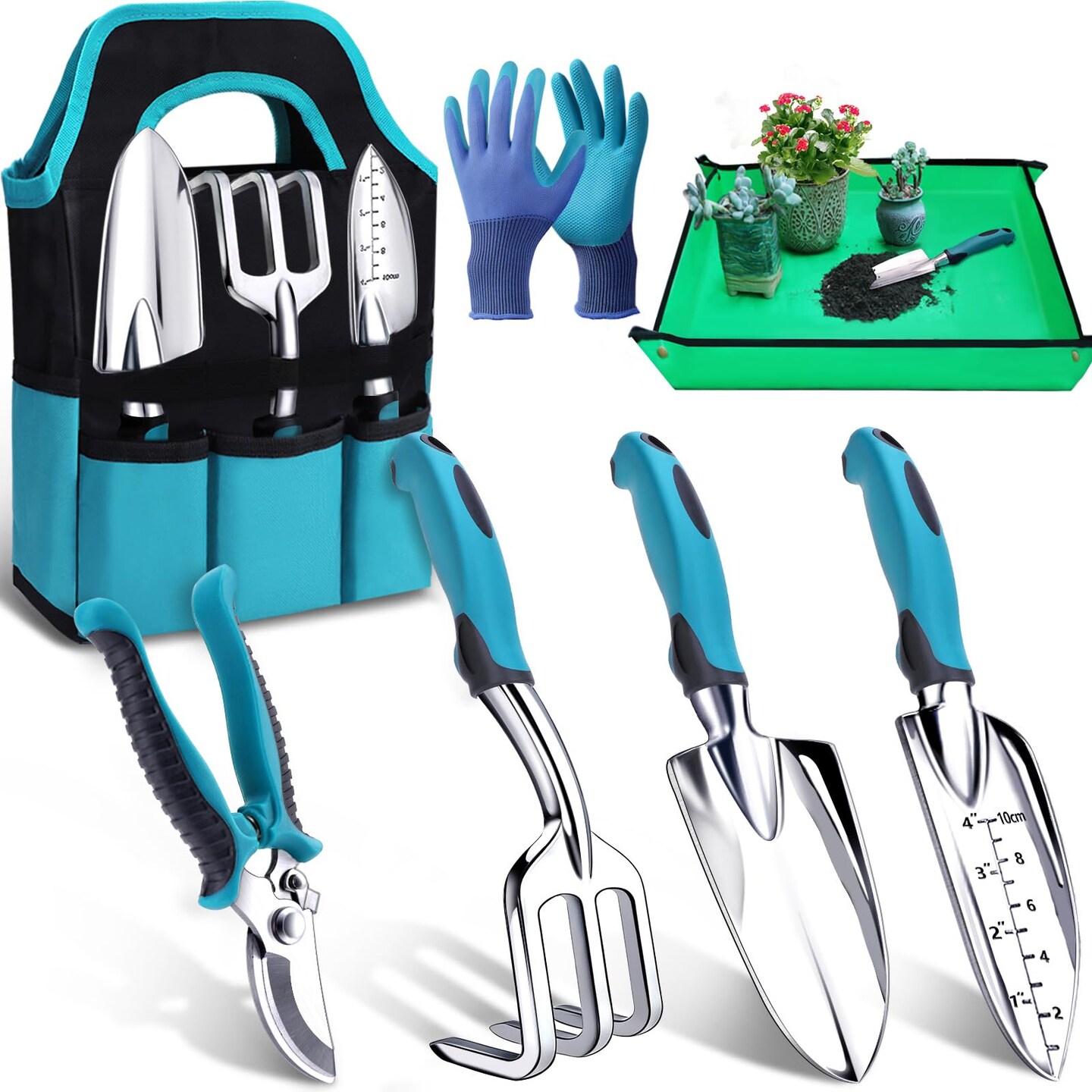 Garden Tools, Gardening Tools Set with Garden Hand Shovel, Garden Trowel, Rust Resistant Gardening Essentials, Supplies, Garden Stuff, Gardening Gifts Kits for Women