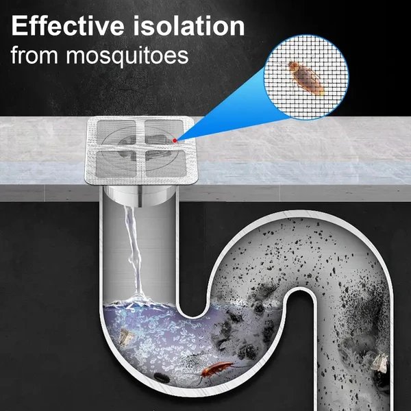 50PCS Disposable Shower Drain Hair Catcher Stickers – Plastic Mesh Filter Covers for Bathroom, Sink & Floor Drain Protection