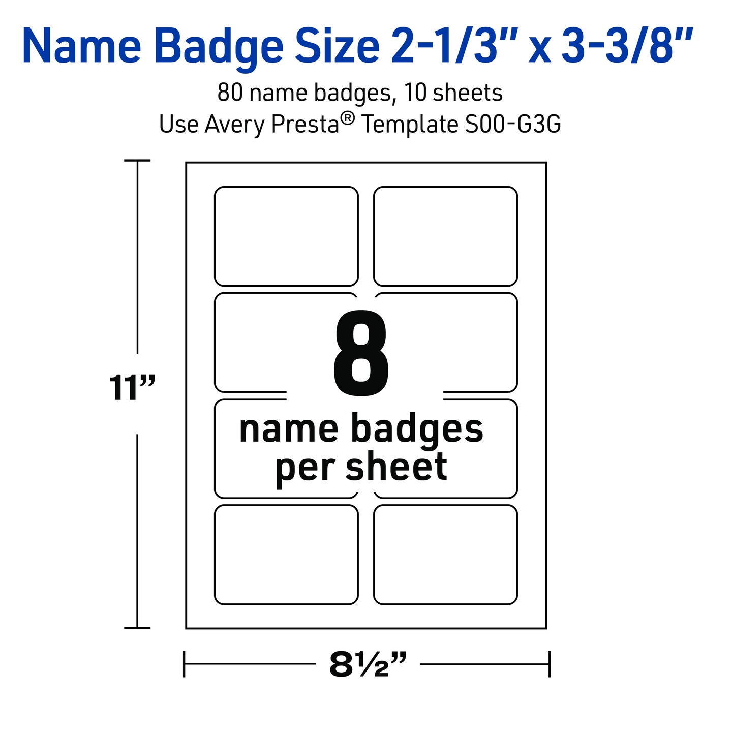 Avery® Printable Adhesive Name Badges, 2-1/3" x 3-3/8", Pre-printed Flourished Metallic Gold Florals Design, Matte White, Laser & Inkjet Compatible, 80 Total