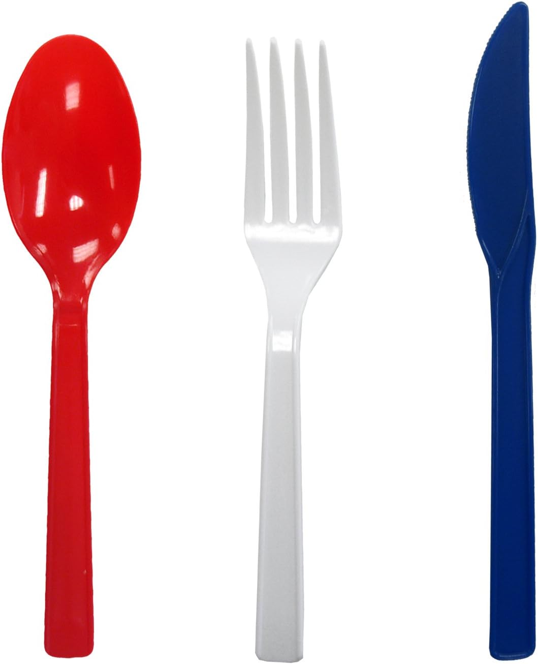 51PCS Patriotic Red, White & Blue Plastic Cutlery Combo Pack – Disposable Hard Plastic Forks, Knives & Spoons for Party Supplies & Celebrations