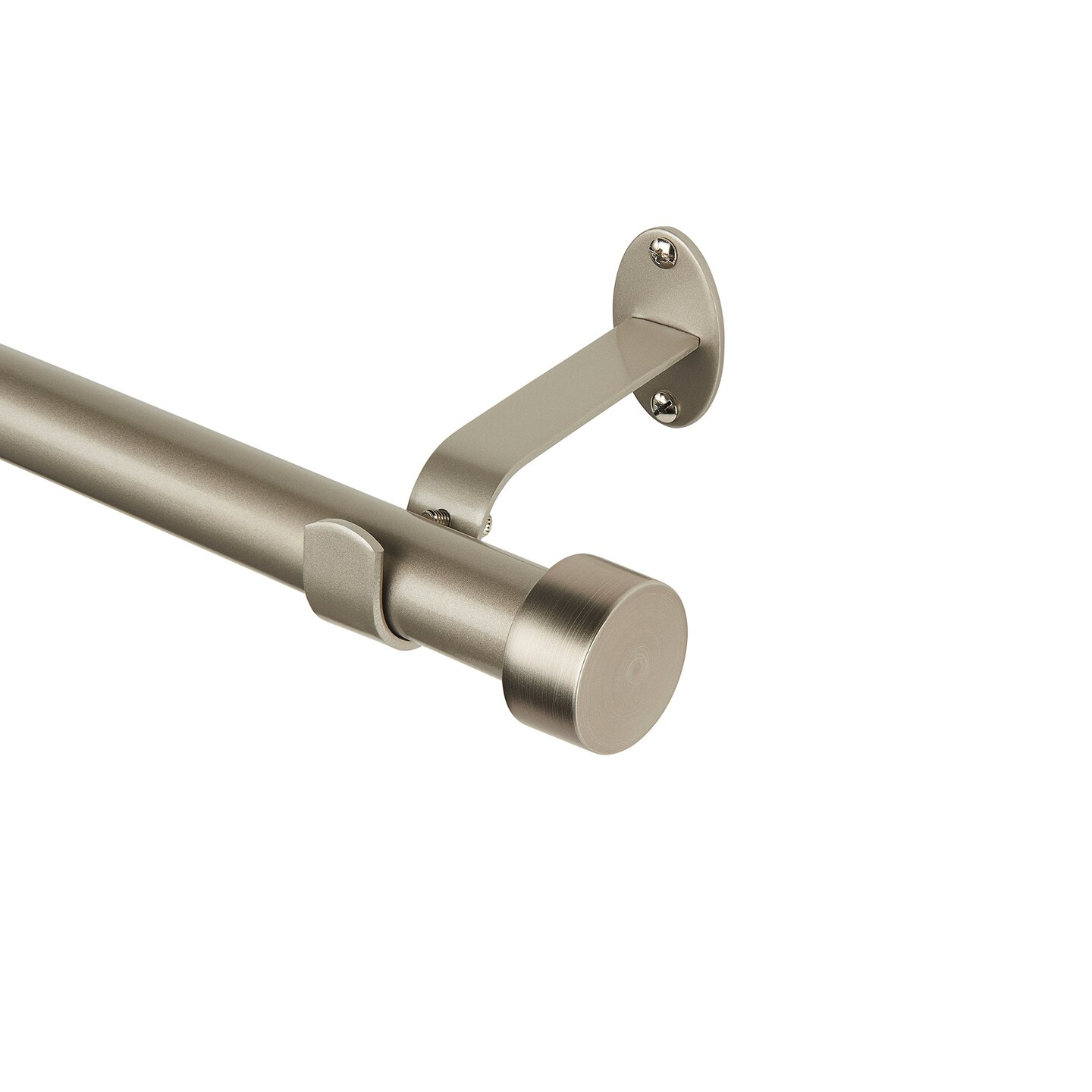 Threadmade Home Serena Single Curtain Rod with Contemporary Cap Finial, Polished Nickel - 48"W x 86"L