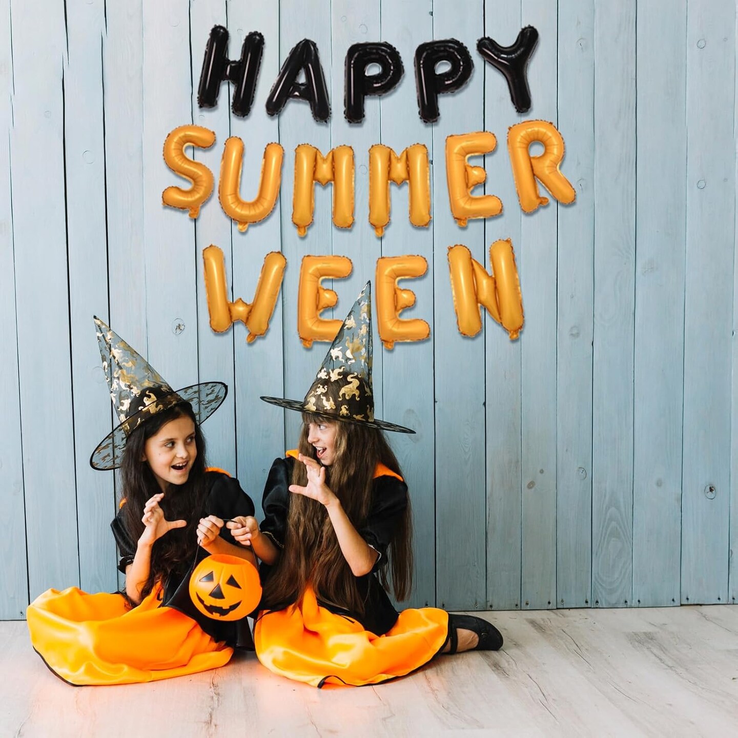 Summerween Balloons Banner Summer Halloween Party Decorations (Black Orange) 0.1 x 0.1 x 0.1 inches