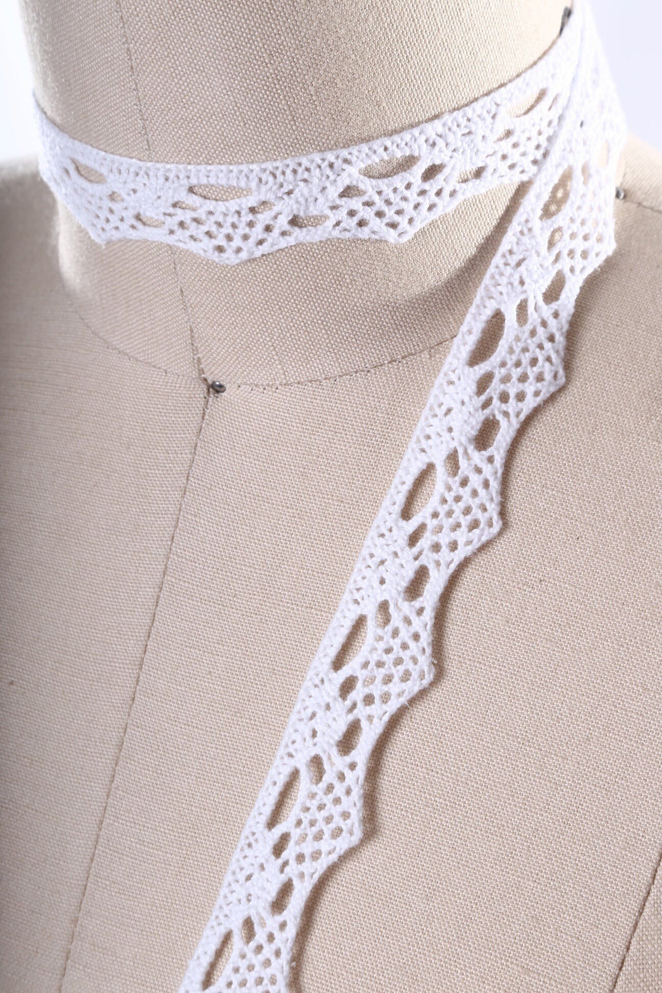 2 Yard White Crotched Cotton Cluny Eyelet Lace Trim for Dresses Blouses and Bridal Accessories ¾ Inch Wide
