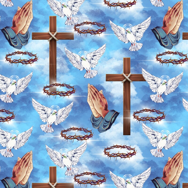 Holy Prayers for Peace Anti-Pill Premium No-Sew Throw Fleece Fabric Kit (50x60)
