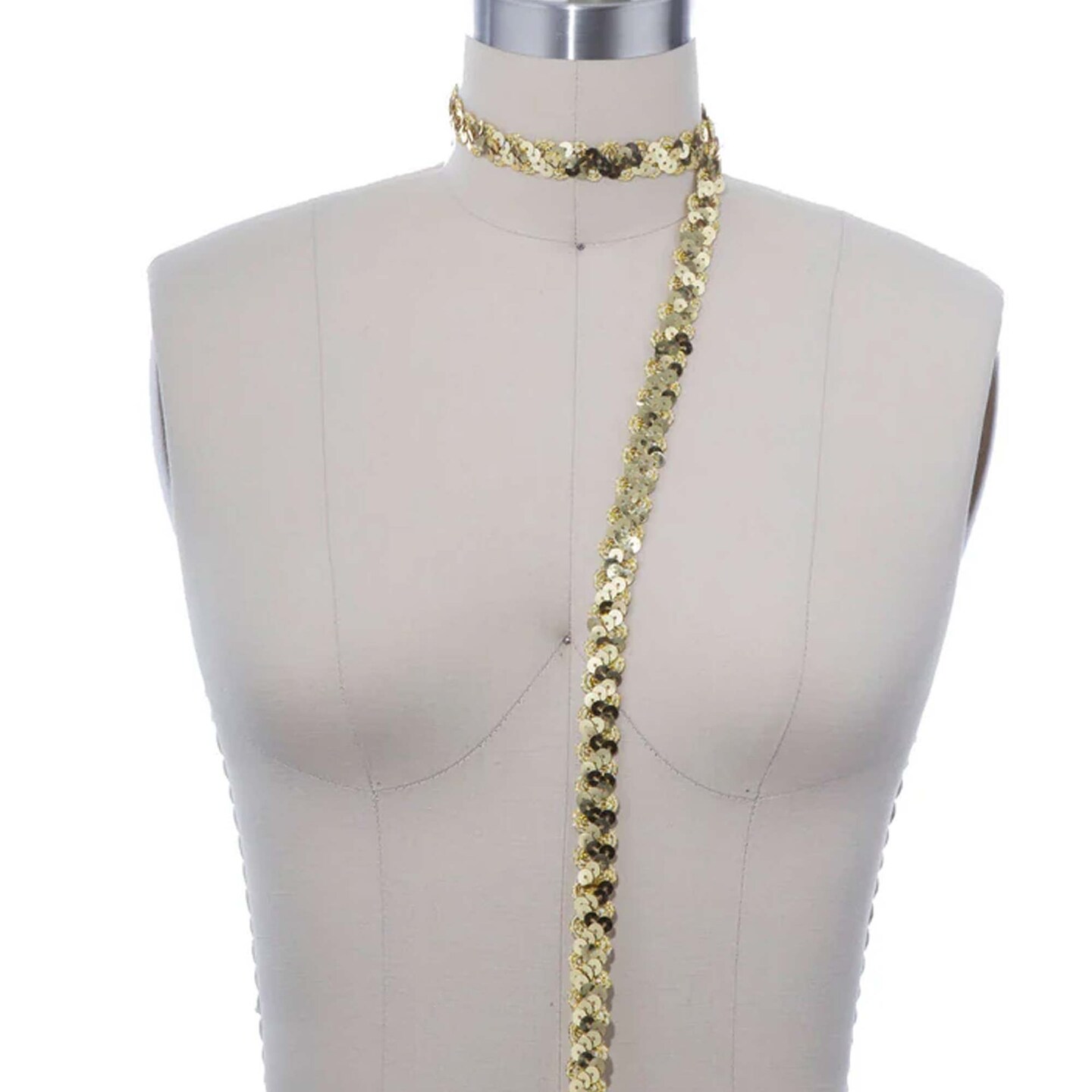 2 Yards 1" Wide Glittery Gold Sequin Ribbon Trim Non-Stretch Banded Lace for Costumes & Accessories