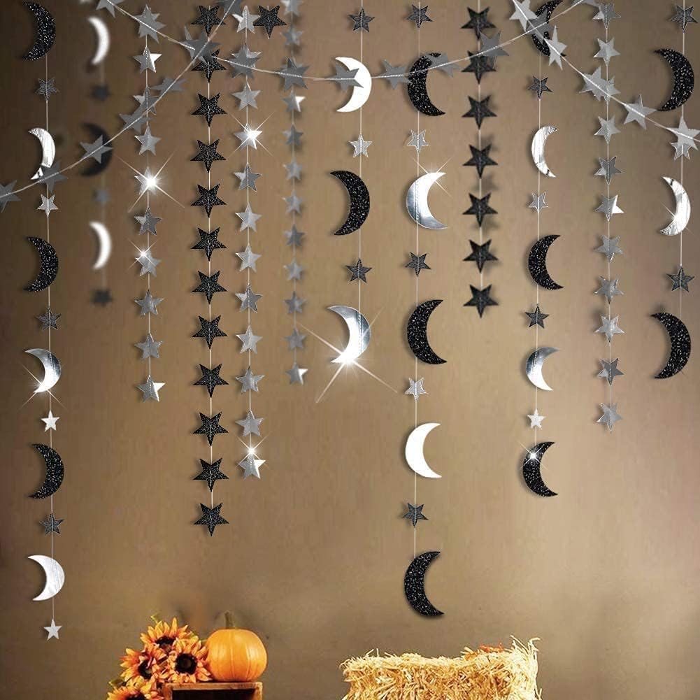 Black Silver Moon Decoration Star and Gothic Decor