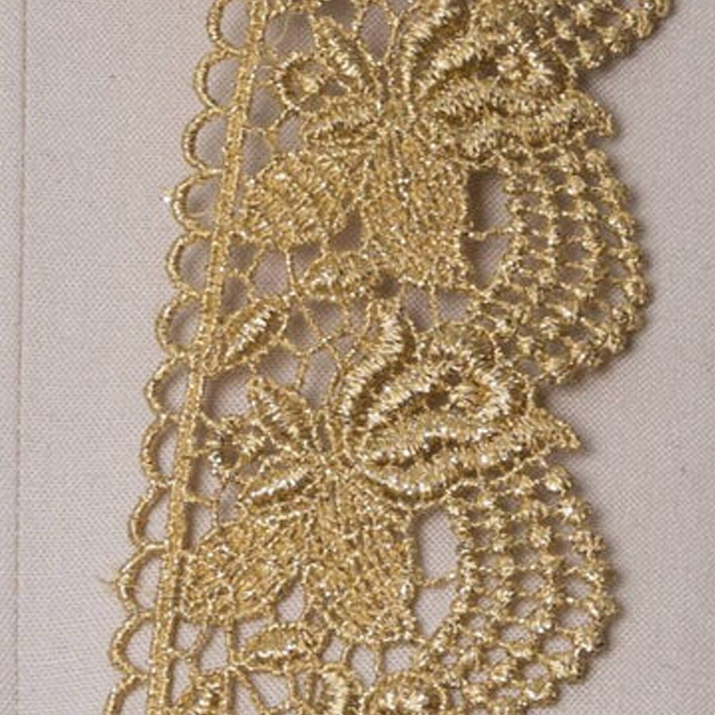 1 Yard Gold Rose Motif Venice Lace Trim with Rough Scalloped Edges for Elegant Decorative Use 2.75 Inch Wide