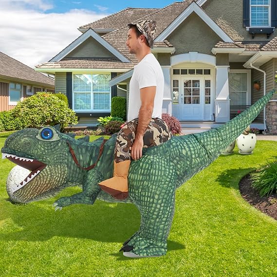 GOOSH Inflatable Dinosaur Halloween Riding Diplodocus Air Costume for Kids and Adults