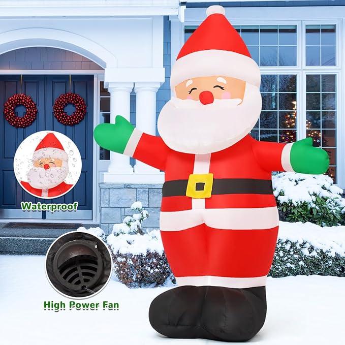 GOOSH 5 FT Christmas Inflatables Santa Claus Standing Santa with Built-in LEDs