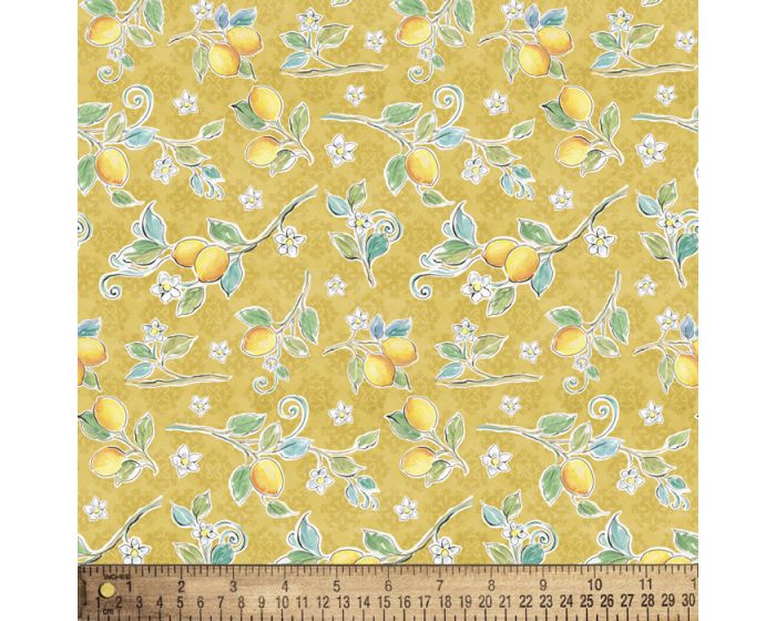 Mediterranean Lemons Cotton Fabric | By the Yard | Sewing and Crafting | 44 inches wide