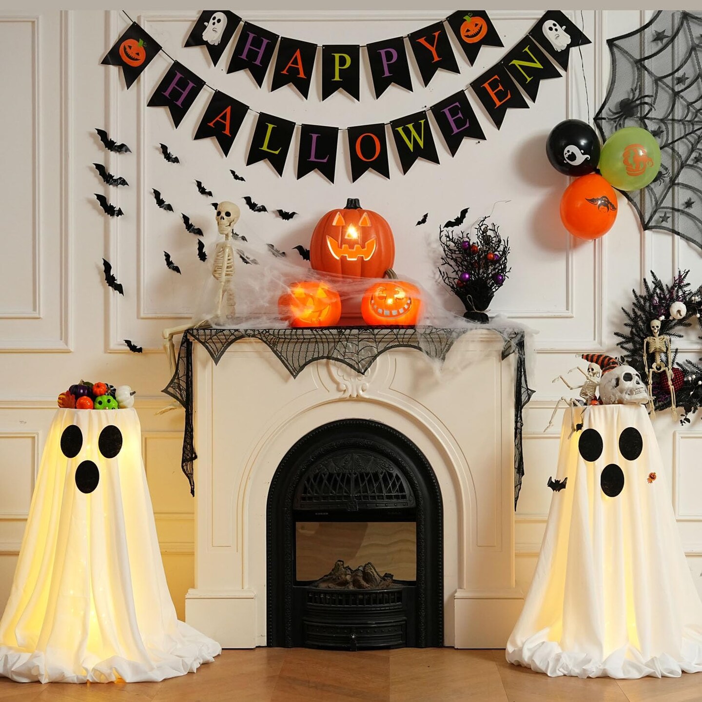 Lit Ghost Candy Bowl Decorations Trick or Treat Candy Holder