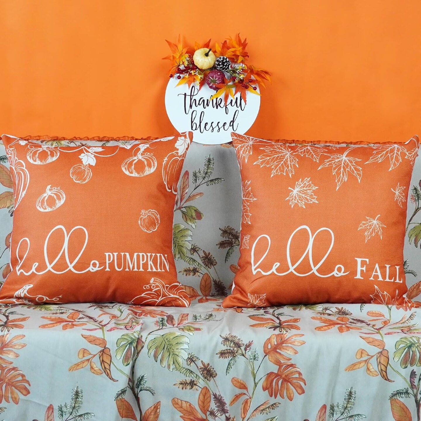 Set of 2 Fall Throw Pillow Covers 20x20