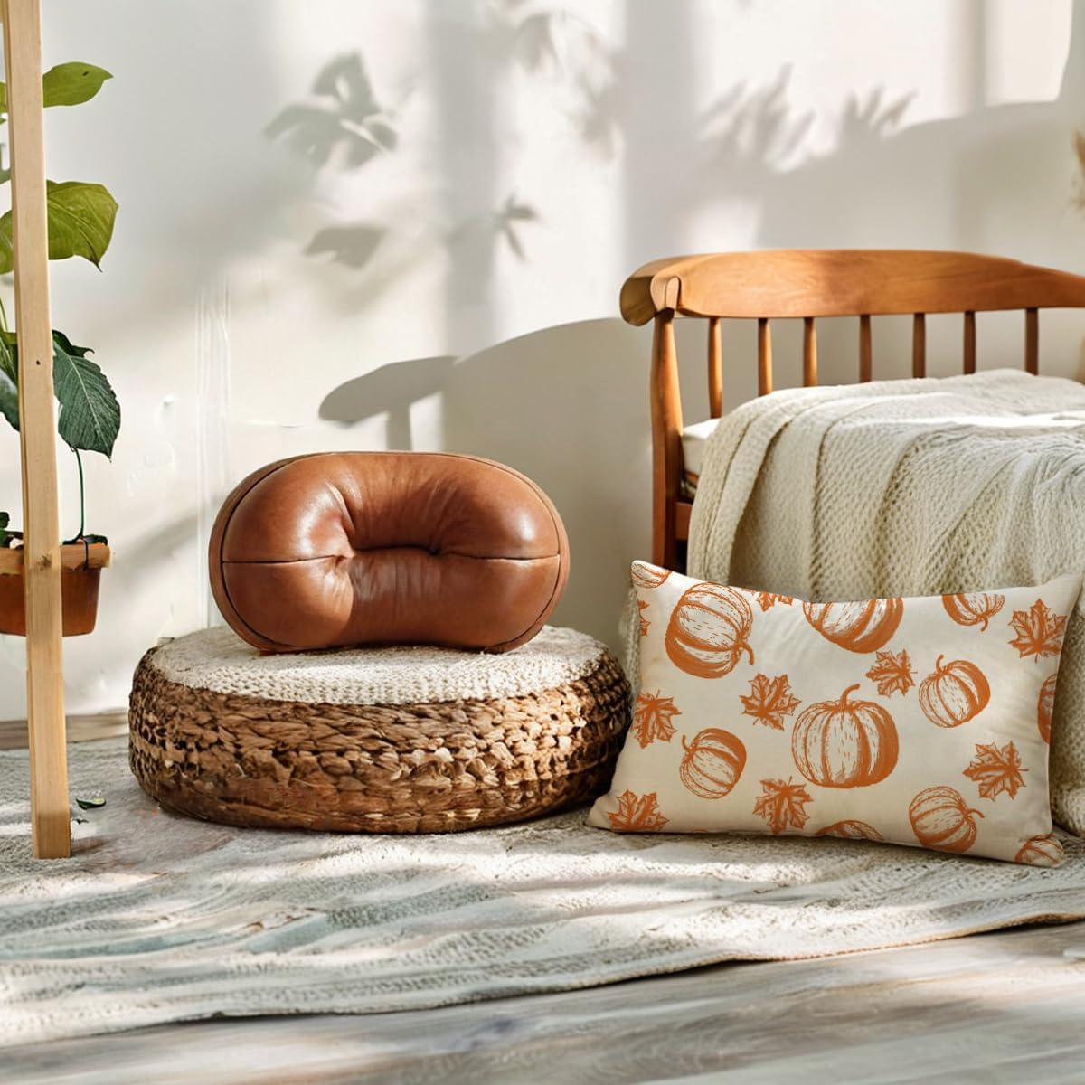 2Pack Fall Pumpkins Throw Pillow Covers 18x18